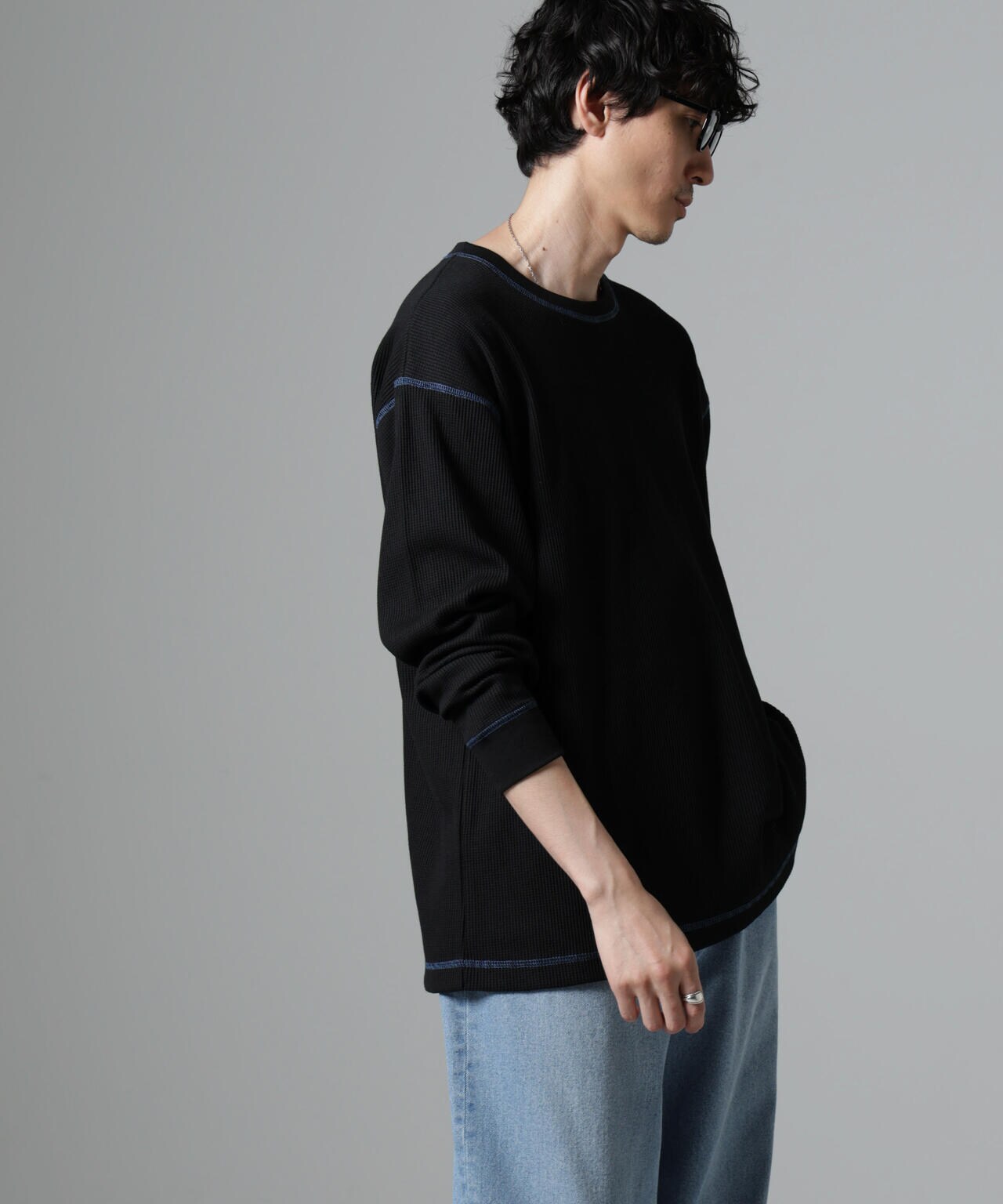 ステッチワッフルTシャツ 長袖 6724223240