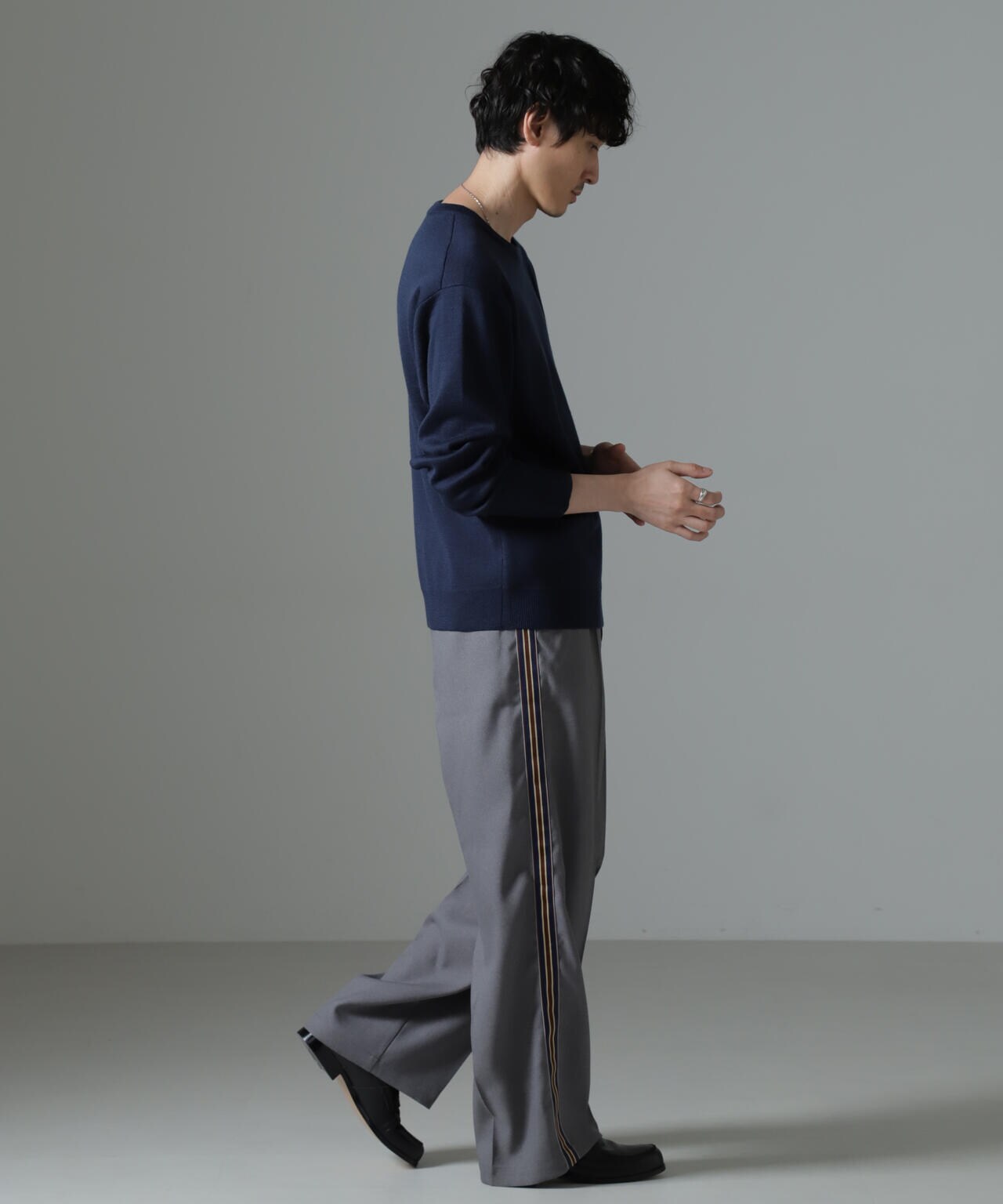 タスマニアミックス ミラノリブリラックスクルーネックニット 6724222211
