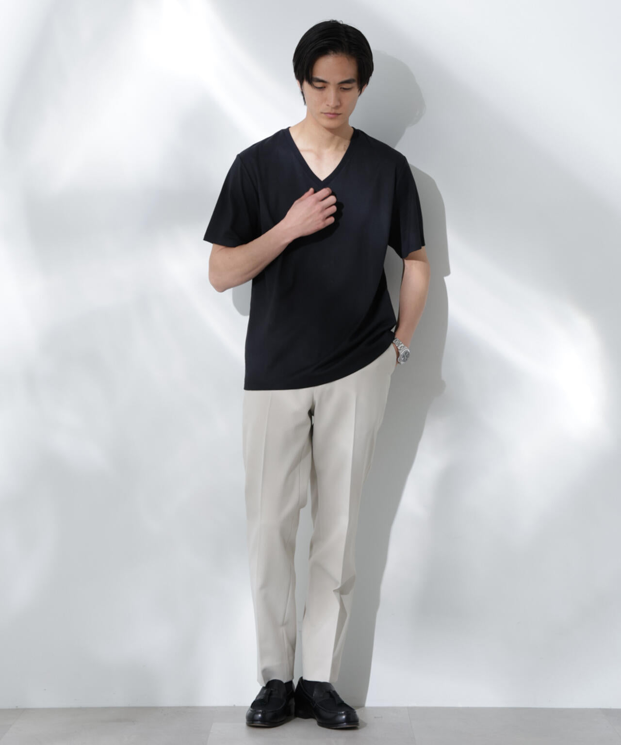 WEB限定/Anti Soaked(R) 汗染み防止 Vネック レギュラーシルエットTシャツ 6685124206