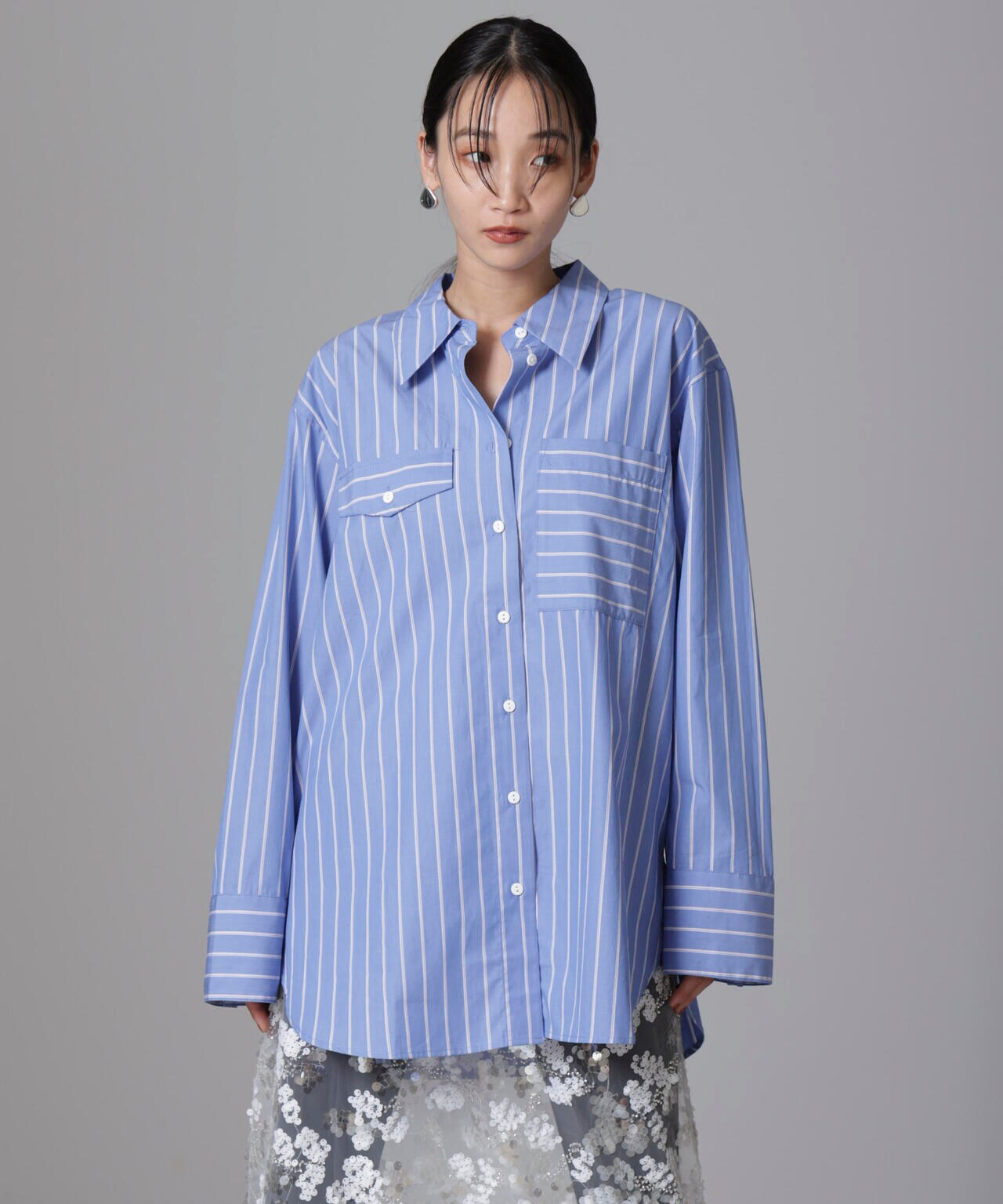 Baum und Pferdgarten/Striped Cotton Poplin シャツ 6714220012