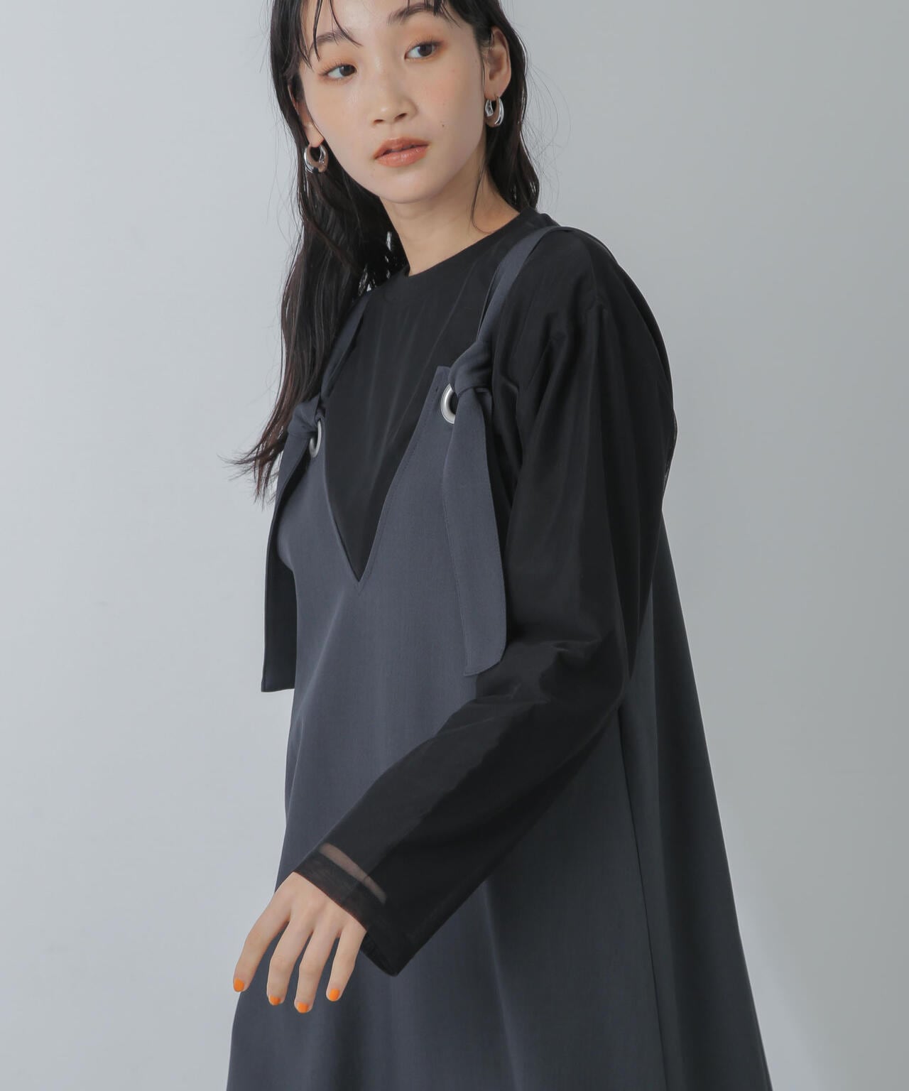 チュールレイヤードロングスリーブTシャツ 6734123307