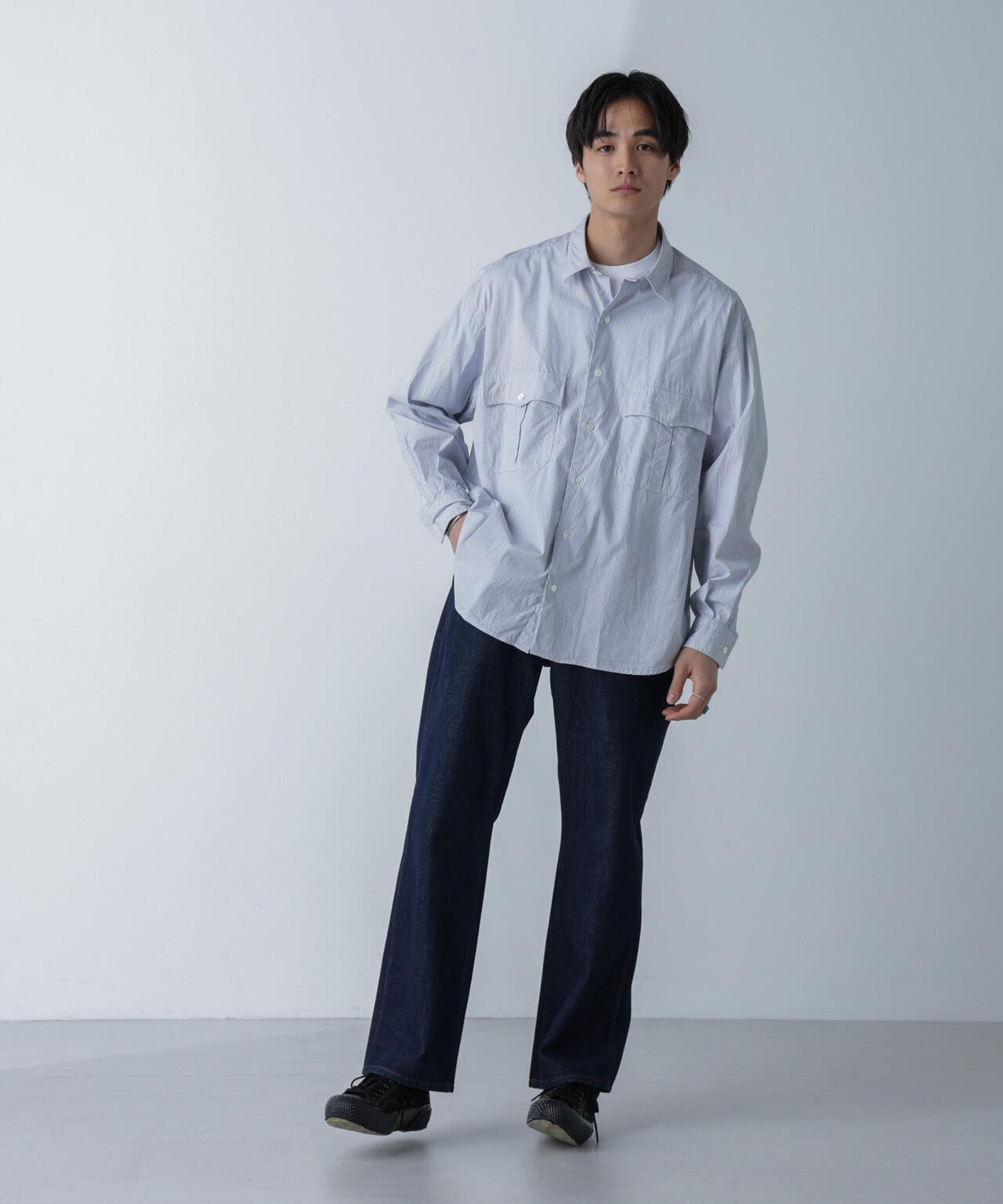 PORTER CLASSIC/ROLL UP STRIPE SHIRT 6704120089