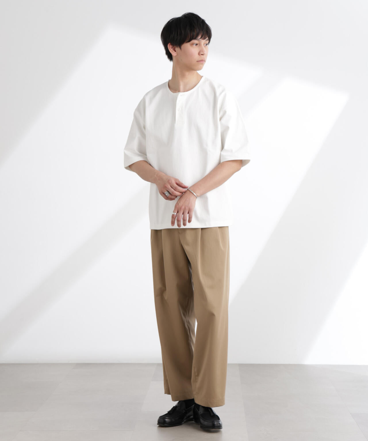 ヘビーオンスワイドヘンリーネックTシャツ 半袖 6725124227