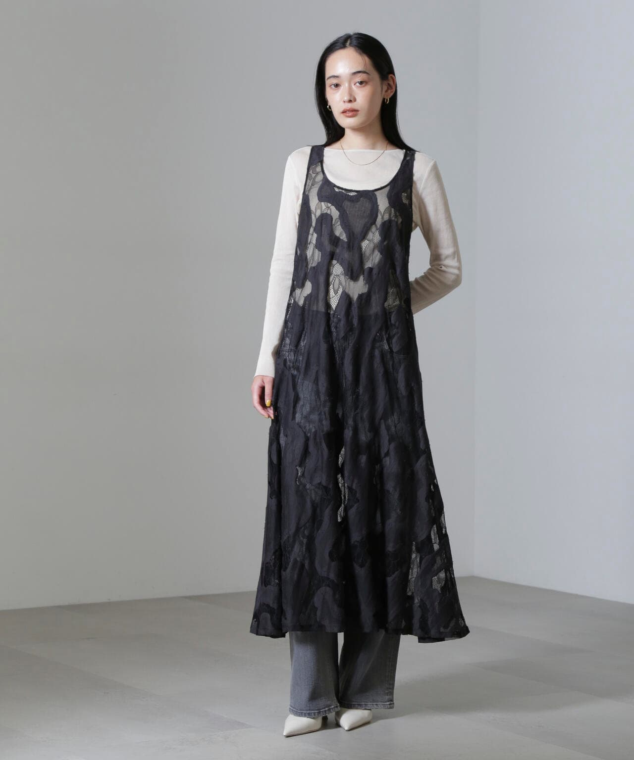 ESTHE/Sheer Lace Slip Dress 6714219022