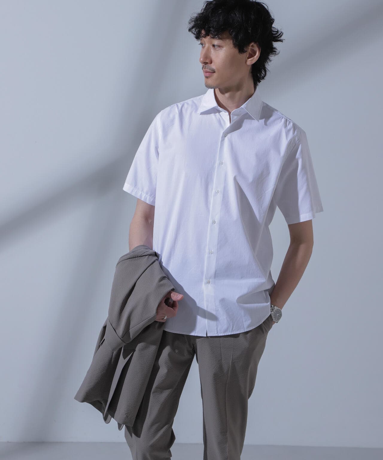 「N SHIRTS」AntiSoaked(R)汗染み防止セミワイドカラーシャツ半袖 6684121208
