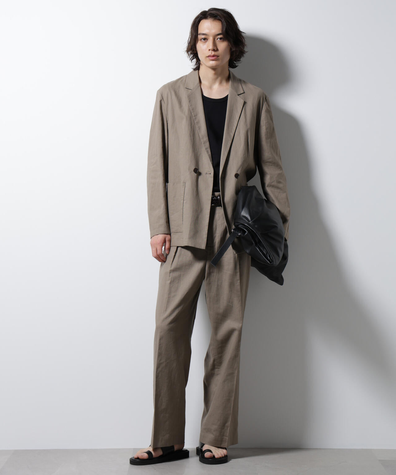 「BELGIUM LINEN FABRICS」リネンコットンストレートパンツ(セットアップ可) 6685127221