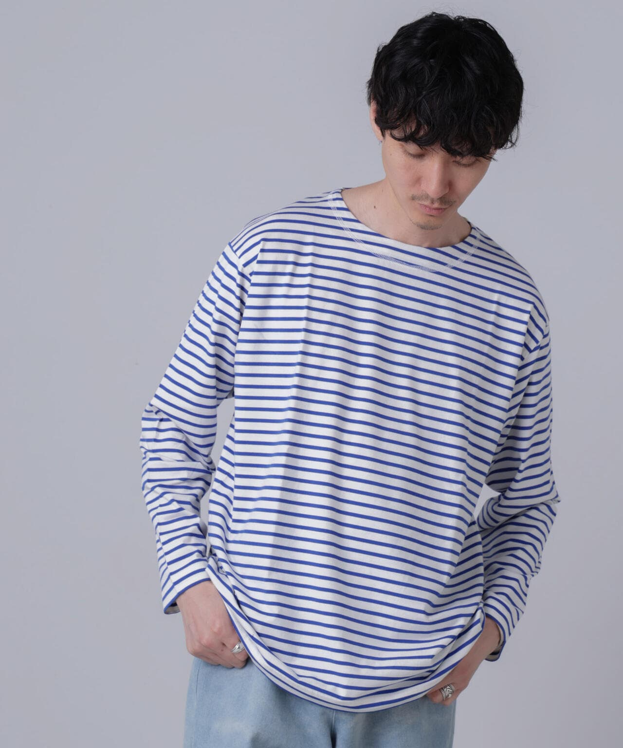 「NJ/CLUB」HOMESTOCKボーダーボートネックTシャツ 6684223201