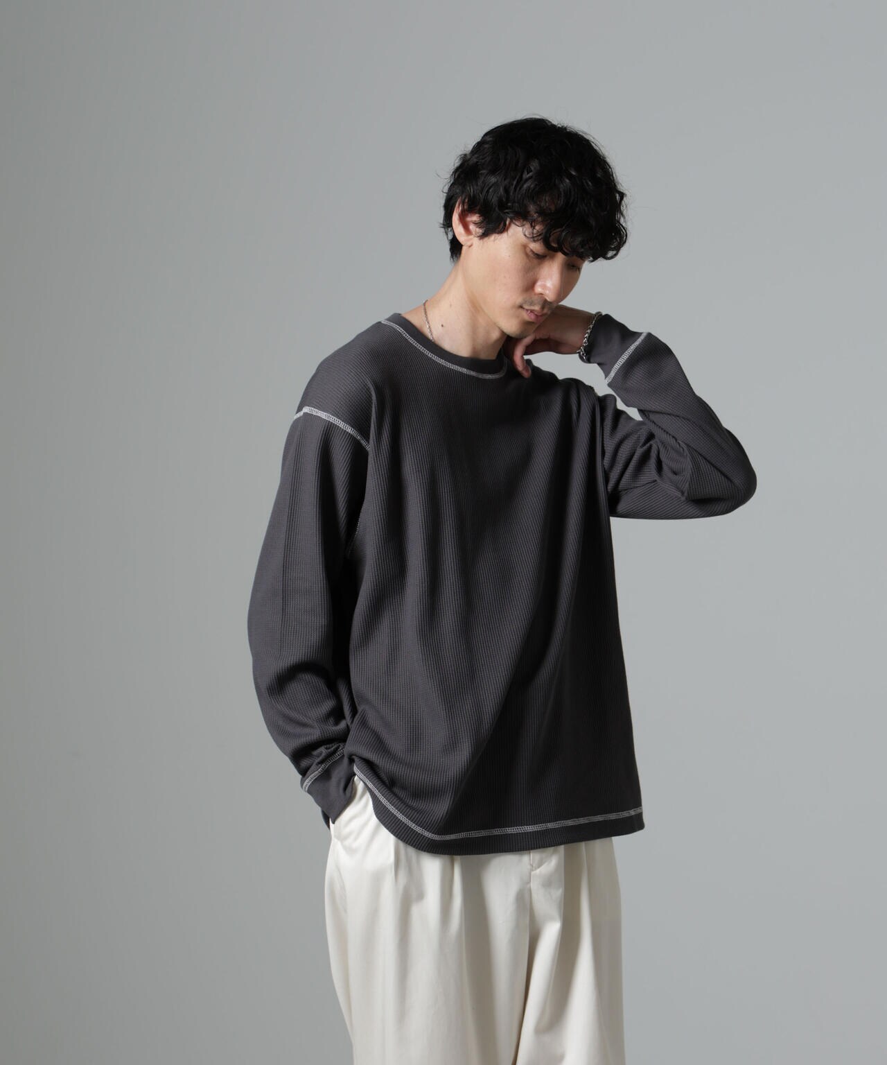 ステッチワッフルTシャツ 長袖 6724223240