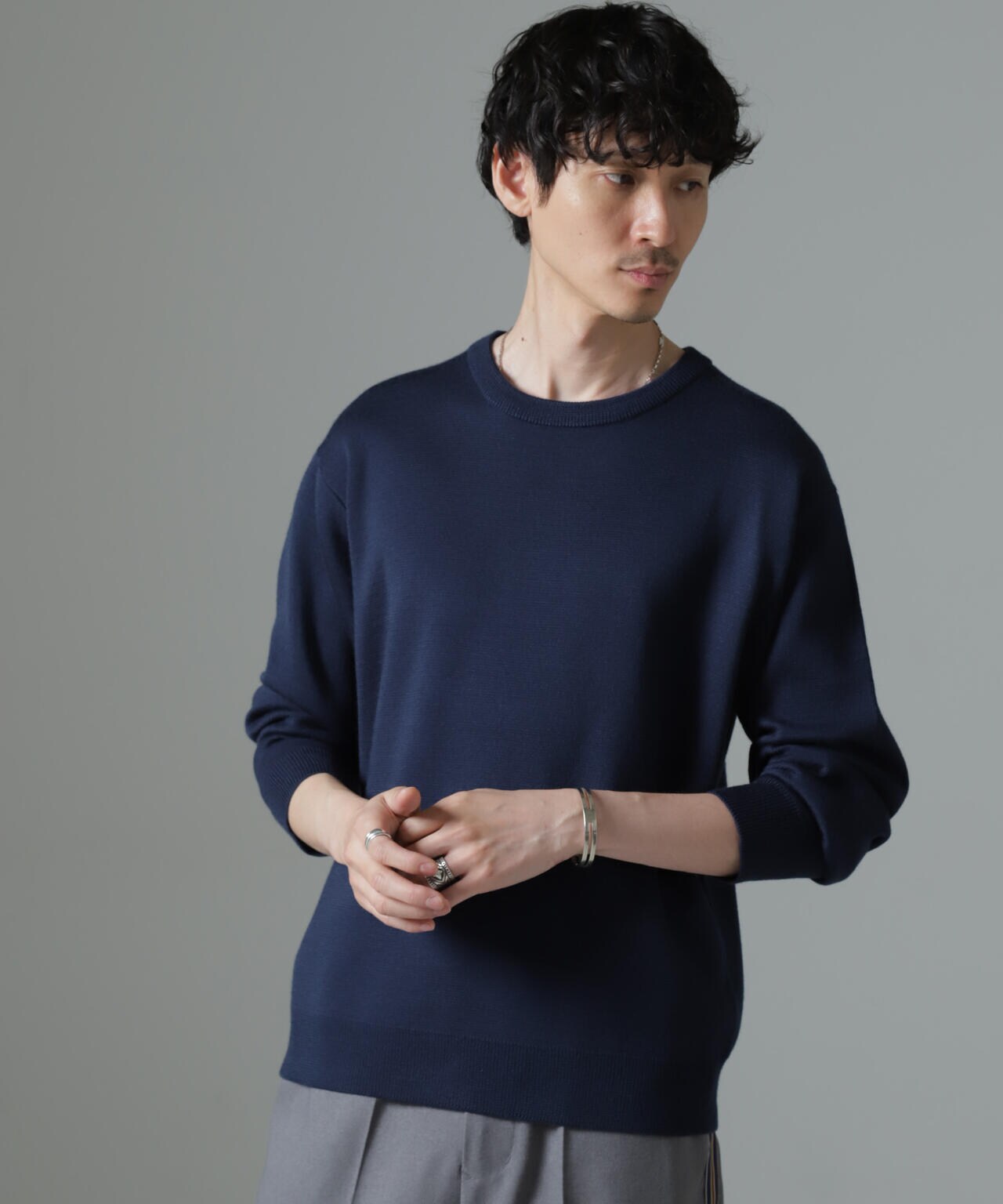 タスマニアミックス ミラノリブリラックスクルーネックニット 6724222211