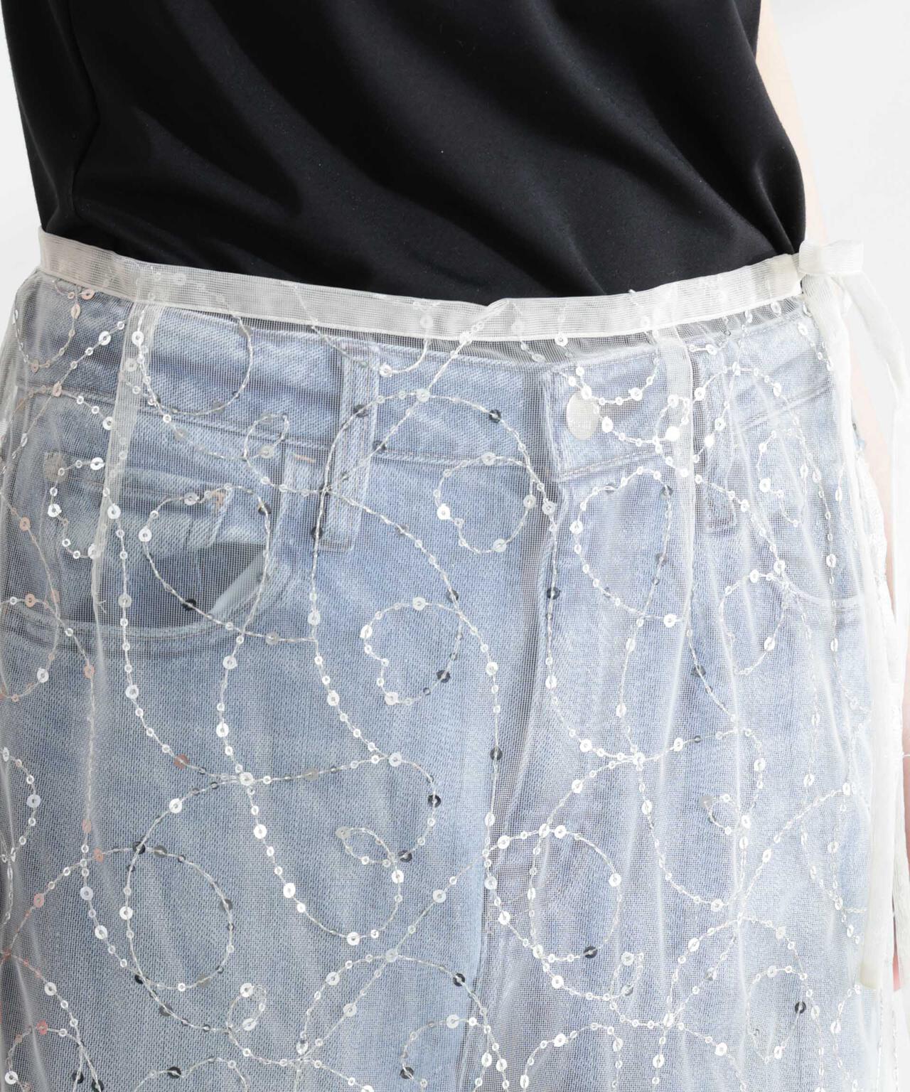 Sara mallika/SHINY SEQUIN EMBROIDERY SKIRT 6715130014