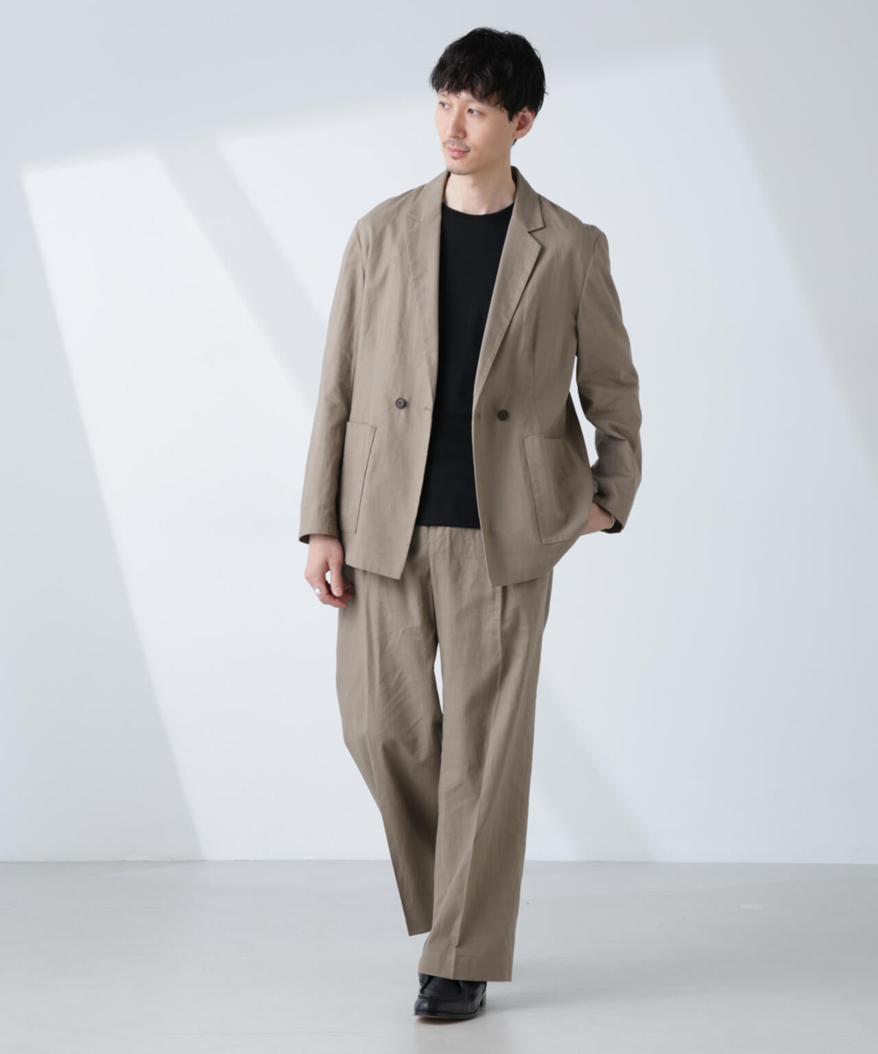 「BELGIUM LINEN FABRICS」リネンコットンストレートパンツ(セットアップ可) 6685127221