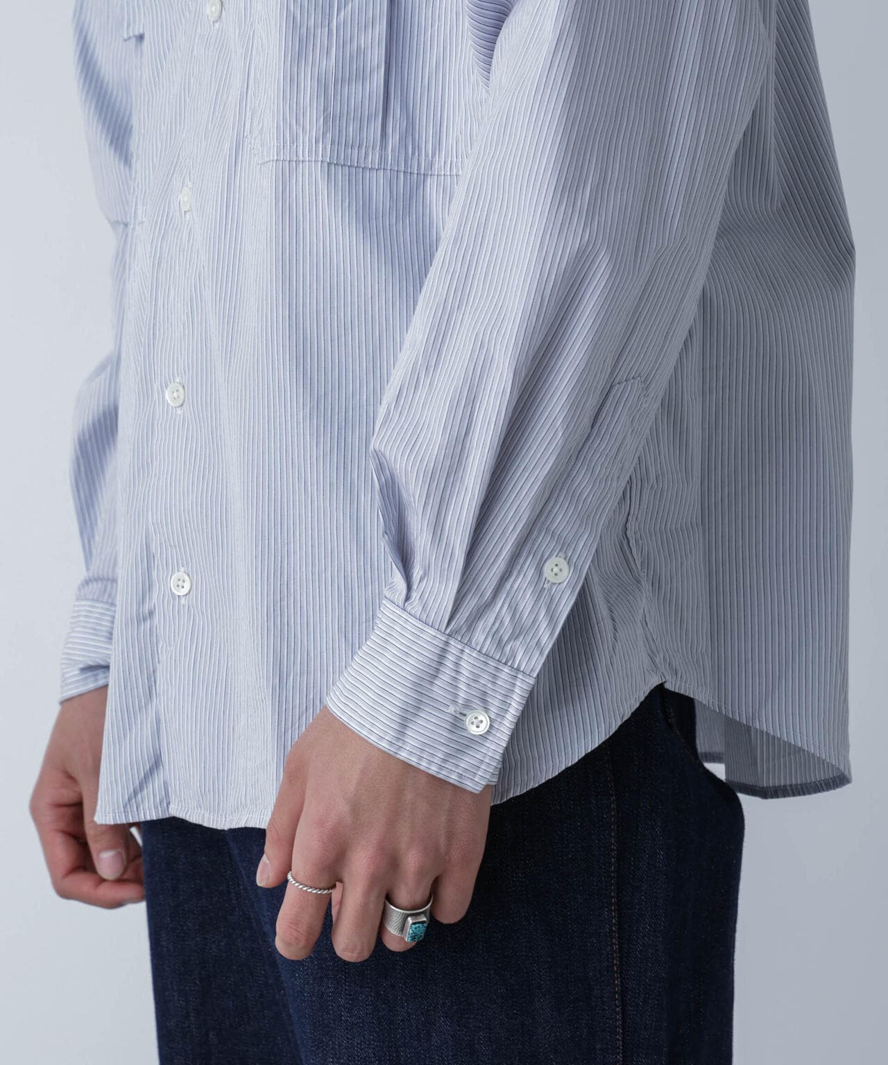 PORTER CLASSIC/ROLL UP STRIPE SHIRT 6704120089