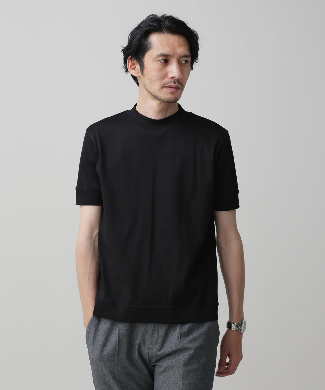 LB.03/「FORMAL JERSEY」モックネックカットソー半袖 6683124216
