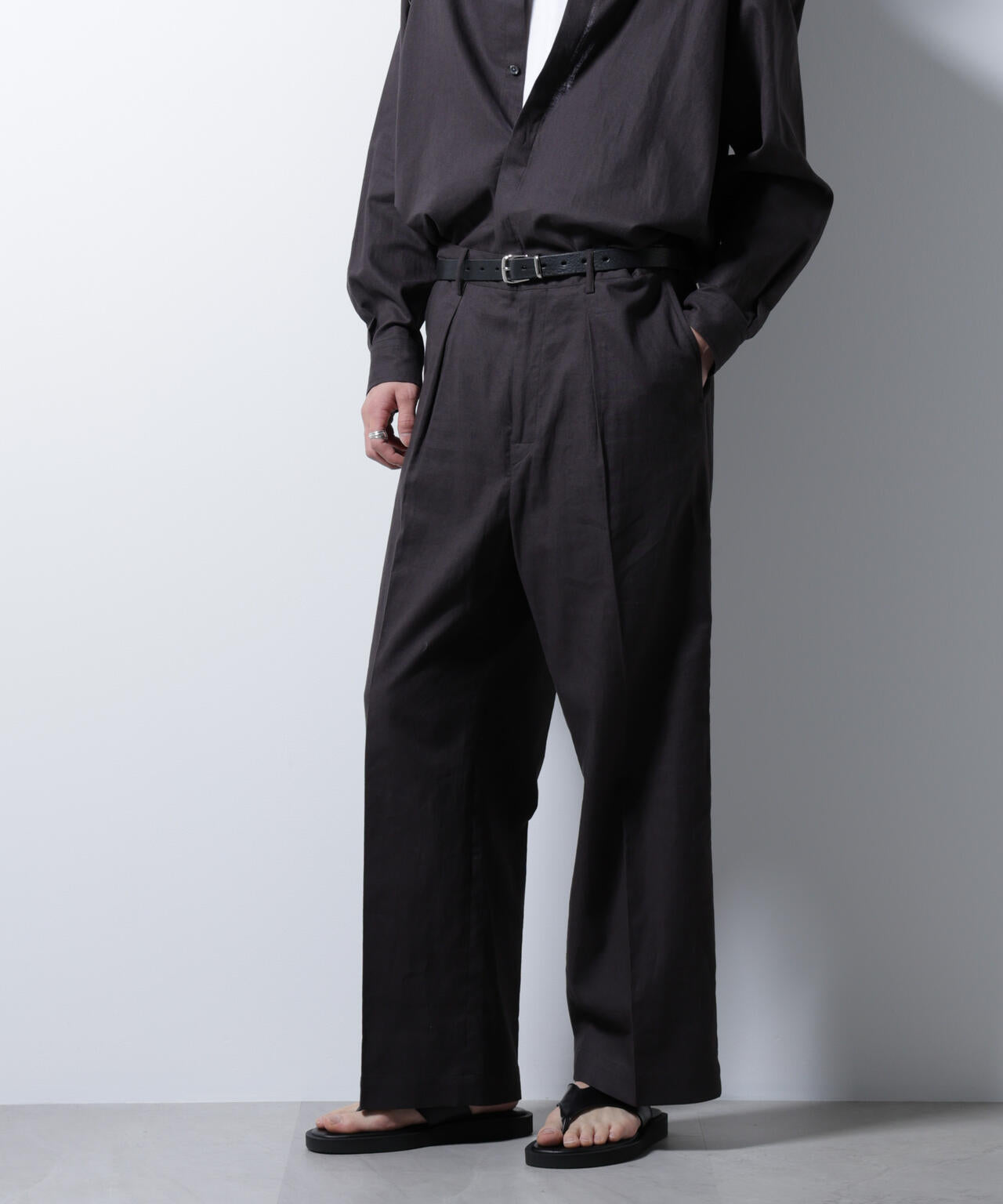「BELGIUM LINEN FABRICS」リネンコットンストレートパンツ(セットアップ可) 6685127221