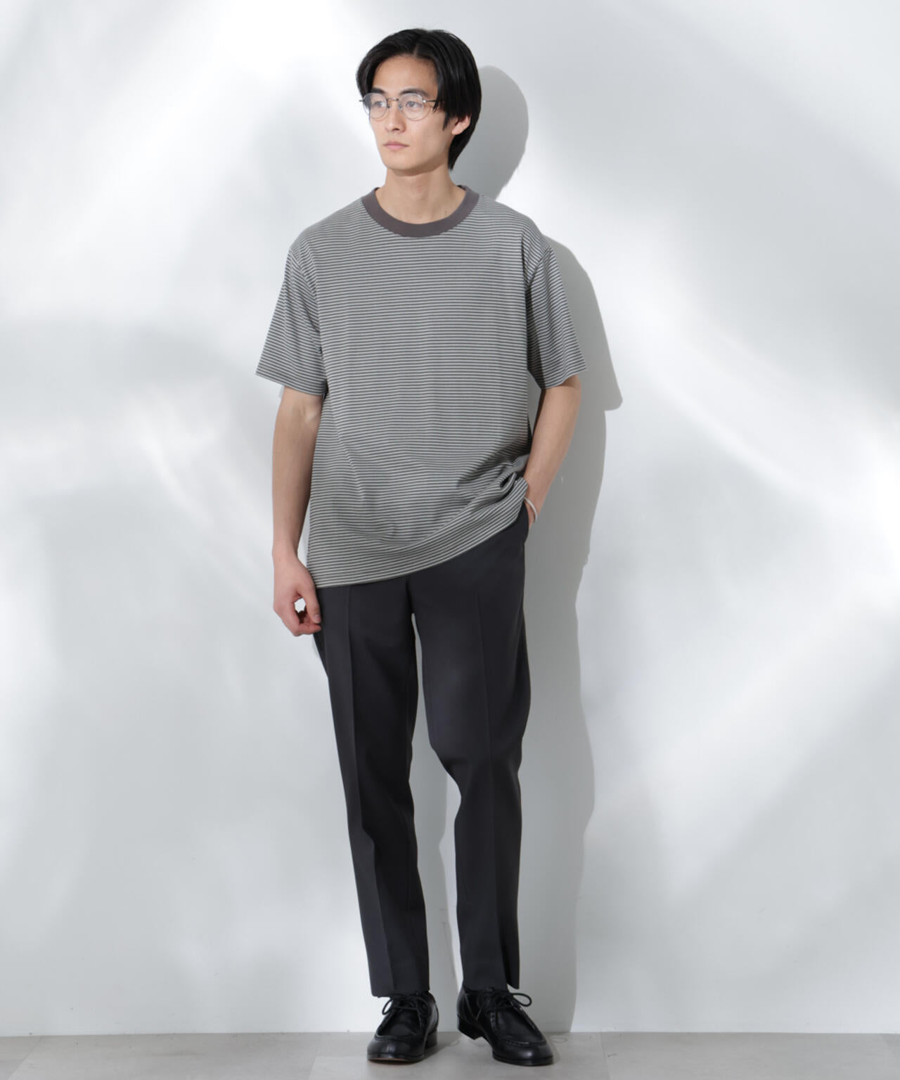 Anti Soaked(R) 汗染み防止 ボーダーミドルシルエットTシャツ 6685124205