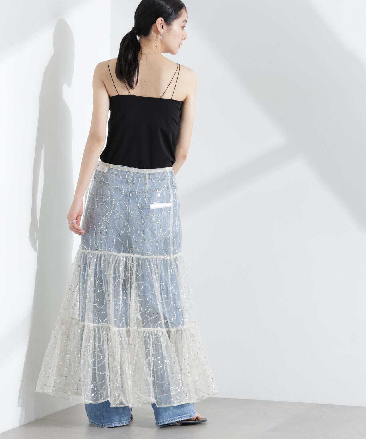 Sara mallika/SHINY SEQUIN EMBROIDERY SKIRT 6715130014