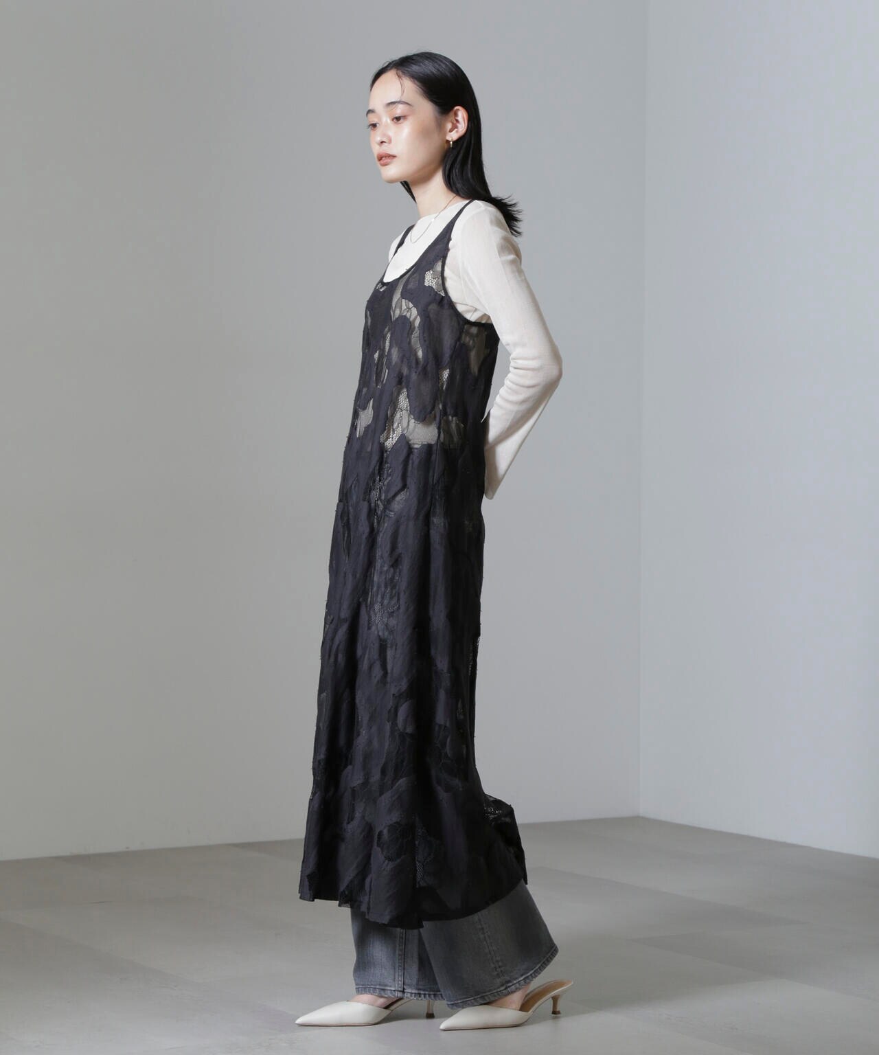 ESTHE/Sheer Lace Slip Dress 6714219022