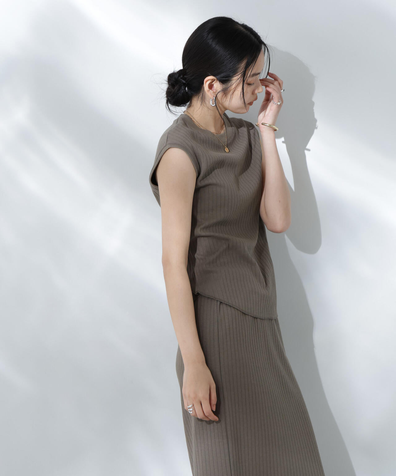 Anti Soaked(R) 汗染み防止リブノースリーブTシャツ(セットアップ可) 6695124305