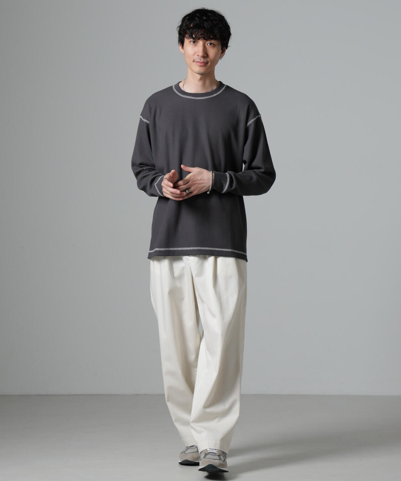 ステッチワッフルTシャツ 長袖 6724223240