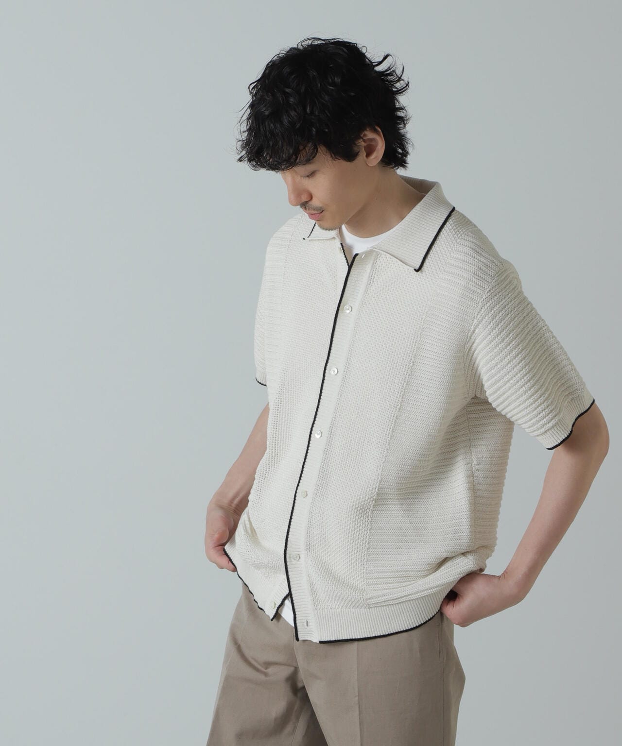 AB.ギマアイレット柄ニットブザムシャツ 6684122220