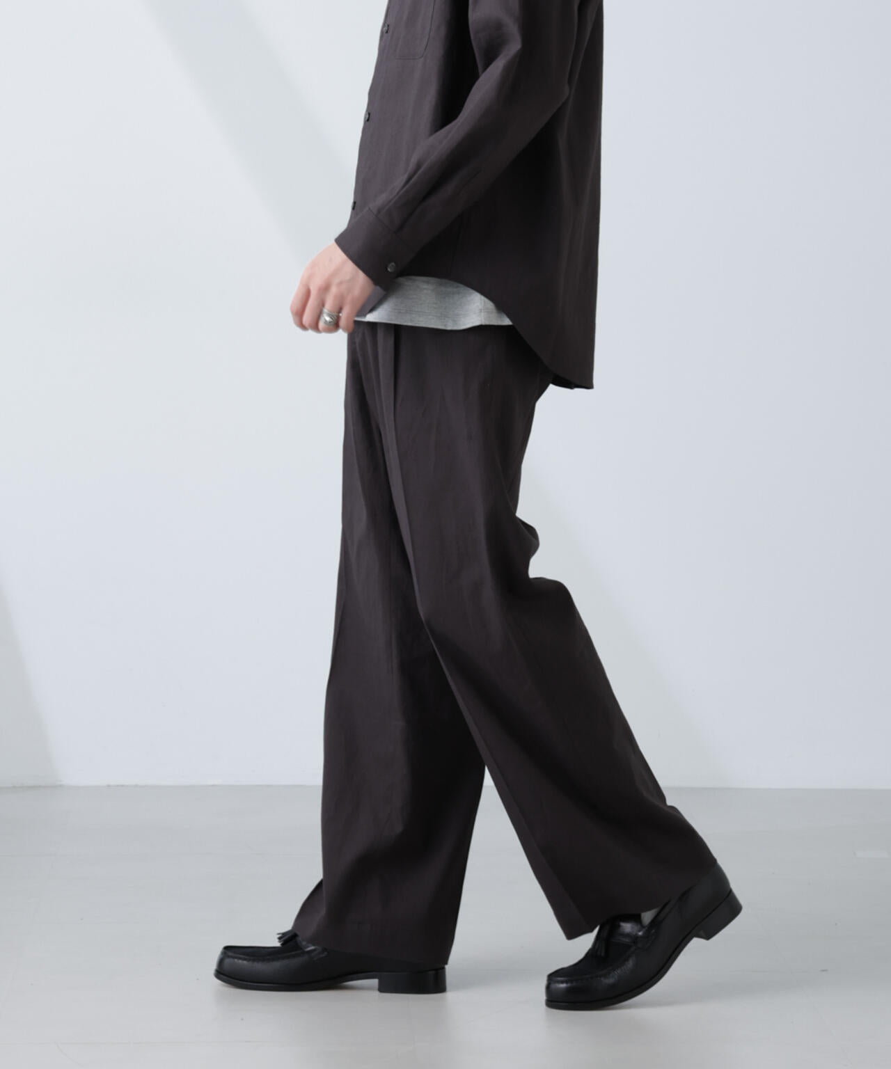 「BELGIUM LINEN FABRICS」リネンコットンストレートパンツ(セットアップ可) 6685127221