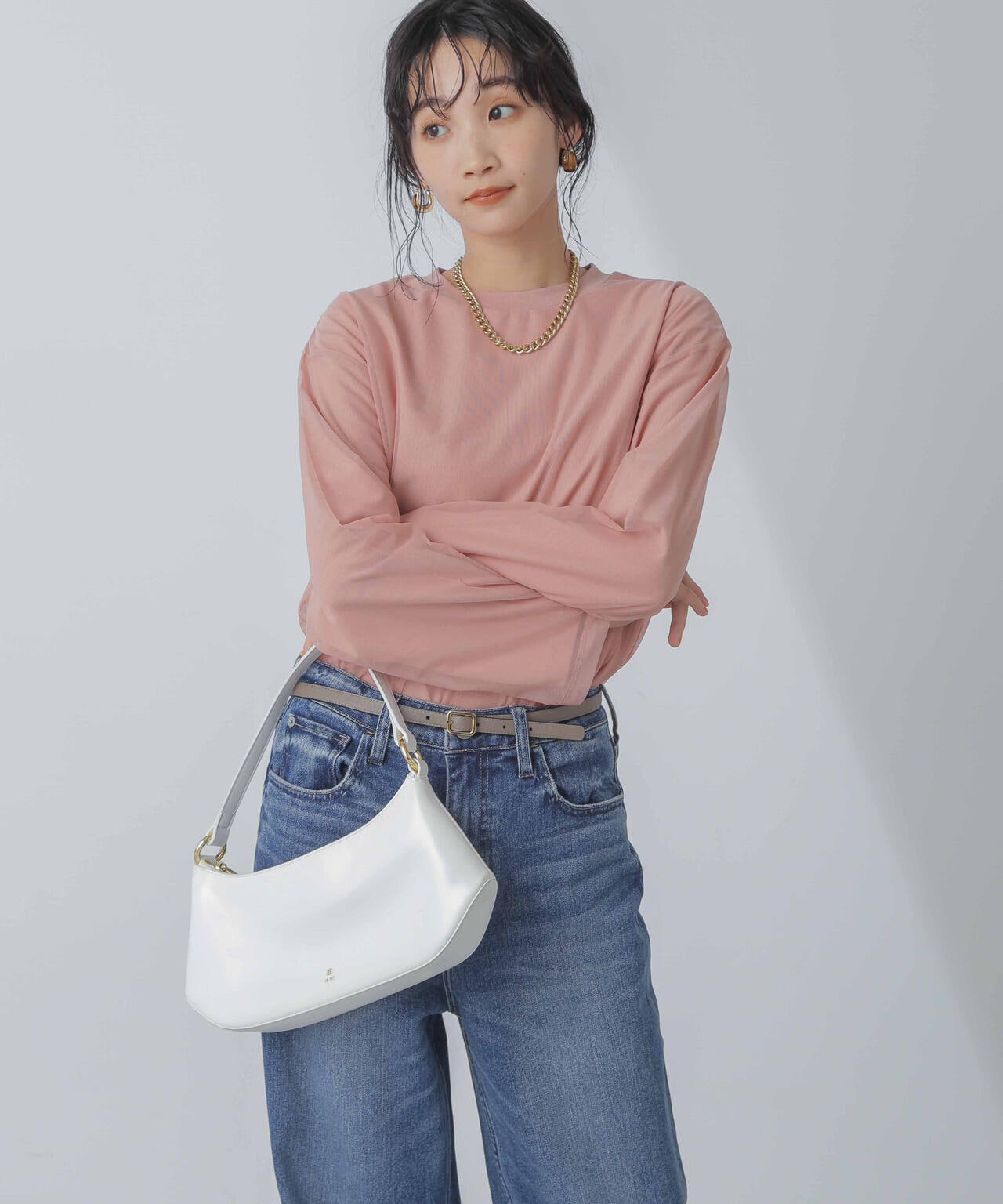 チュールレイヤードロングスリーブTシャツ 6734123307
