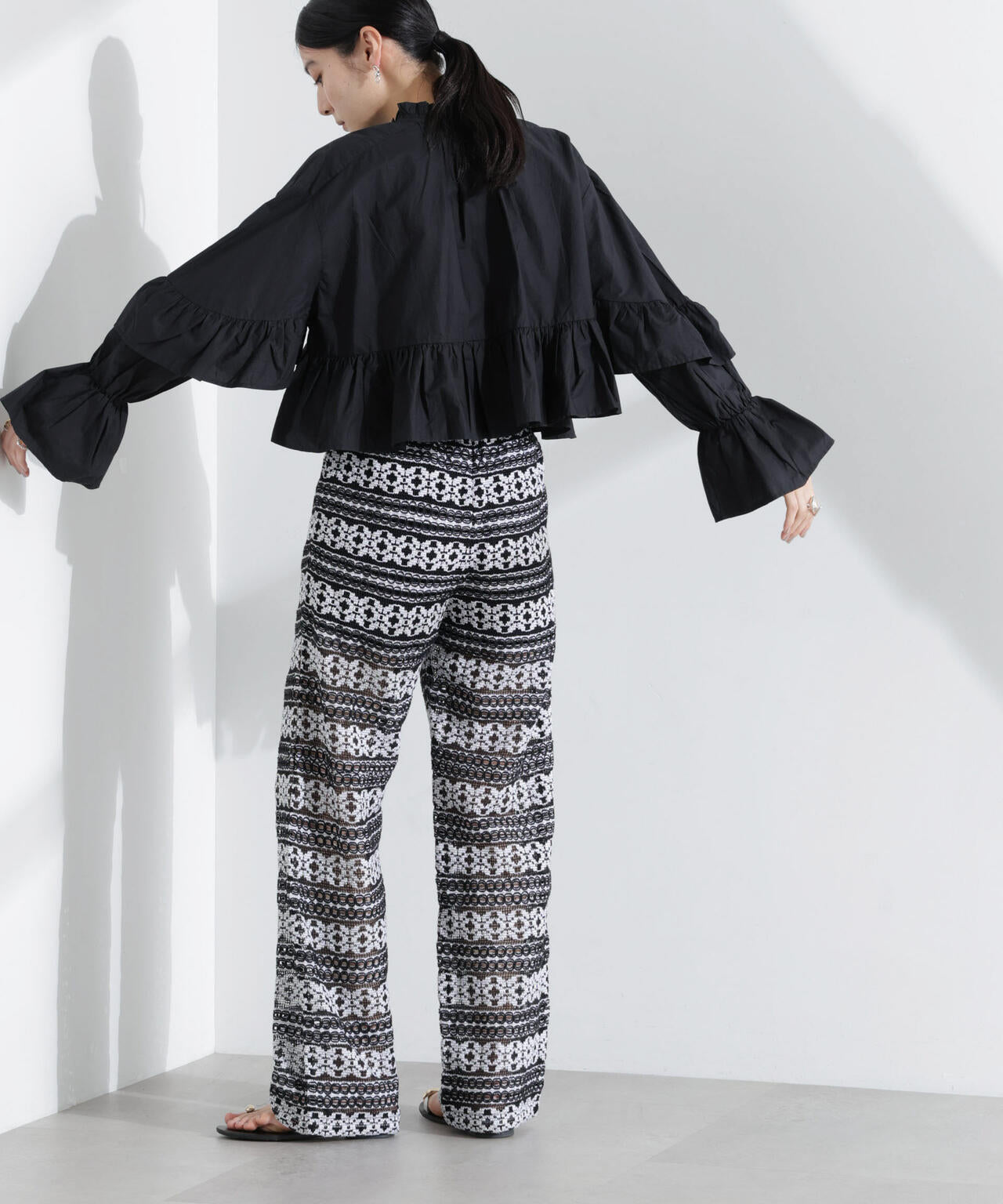 Sara mallika/COTTON BORDER LACE PANTS 6715127046