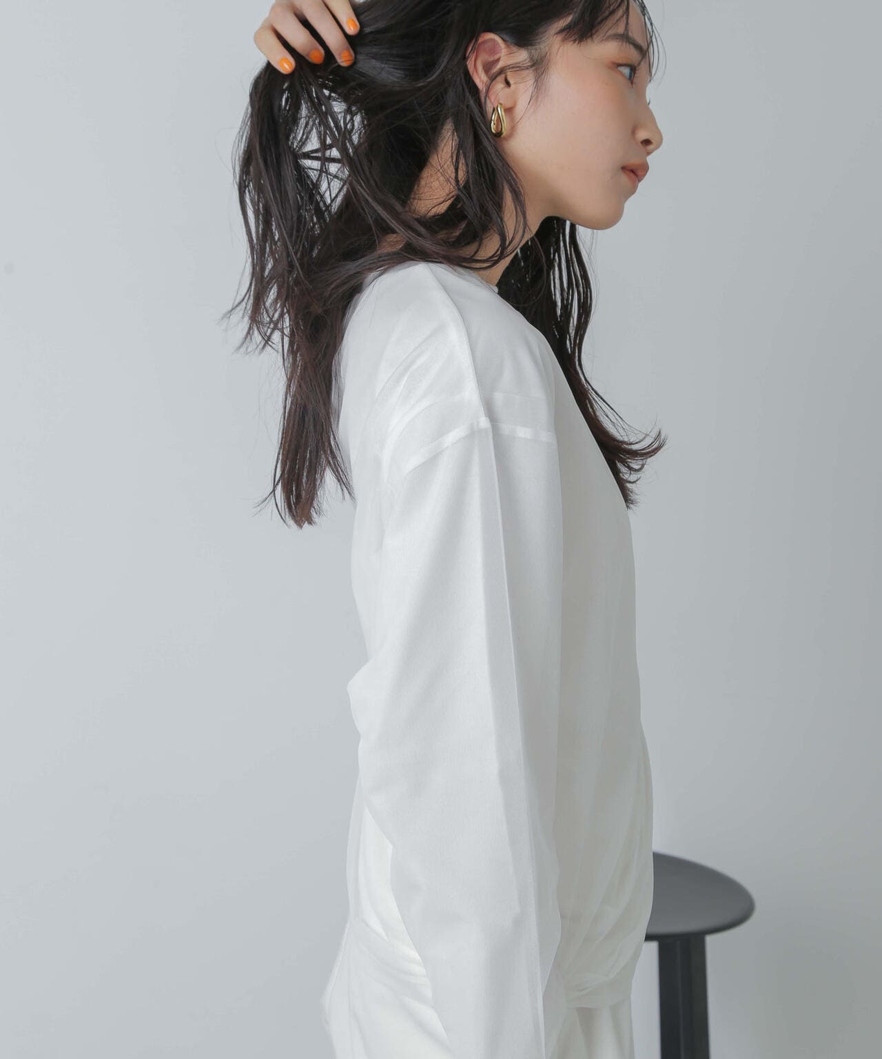 チュールレイヤードロングスリーブTシャツ 6734123307