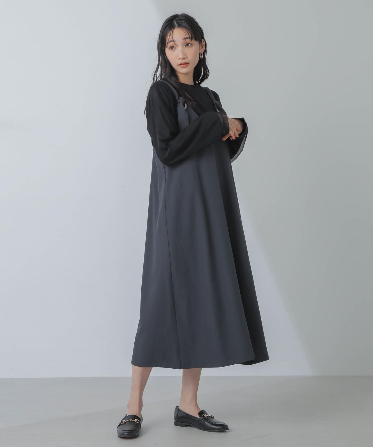 チュールレイヤードロングスリーブTシャツ 6734123307