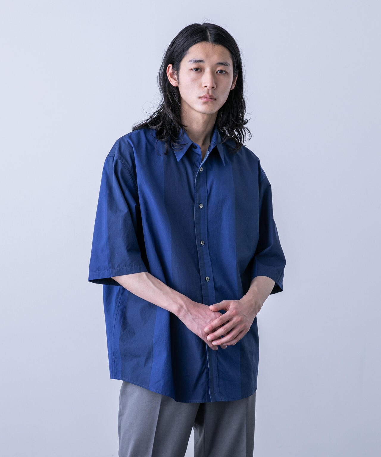 「HOTEL PALACE(オテルパラス)」ビッグストライプ半袖シャツ 6684121204