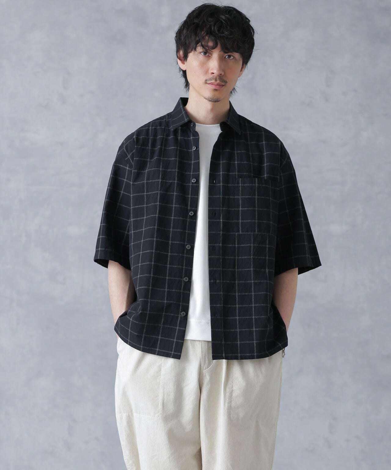 ウインドウペンチェックレギュラーカラーシャツ 6684121210