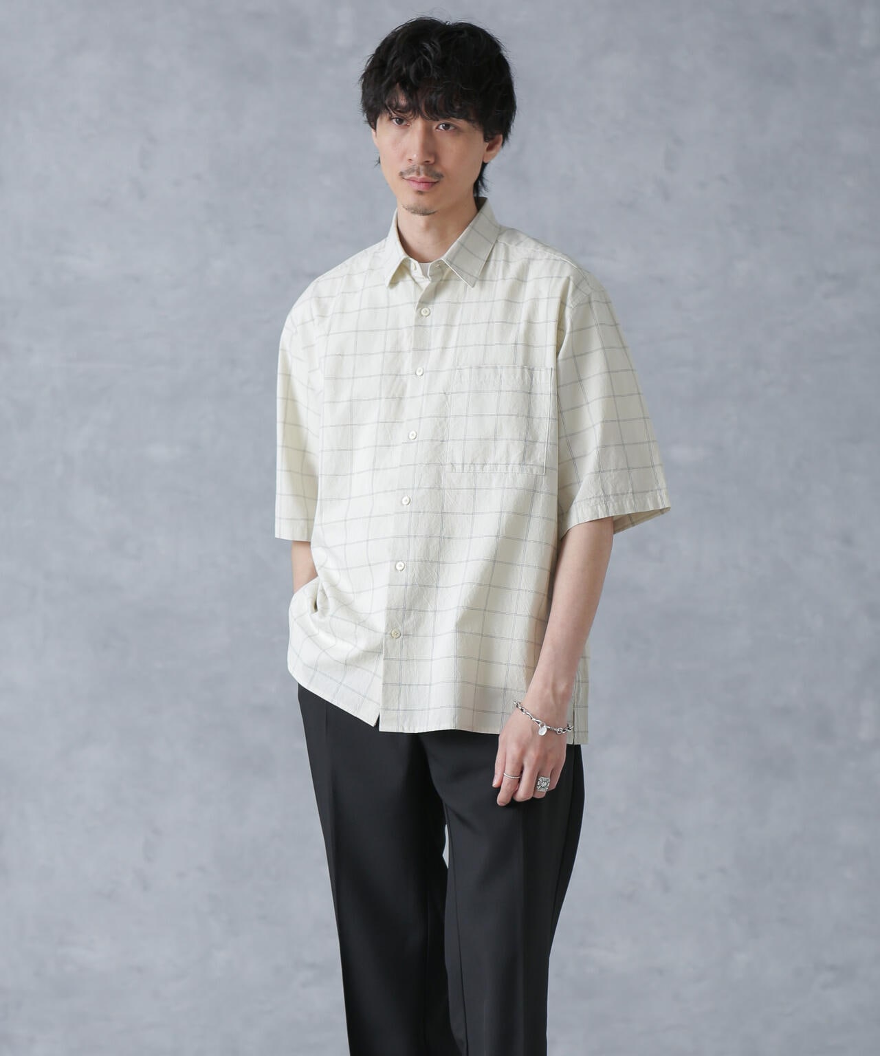 ウインドウペンチェックレギュラーカラーシャツ 6684121210