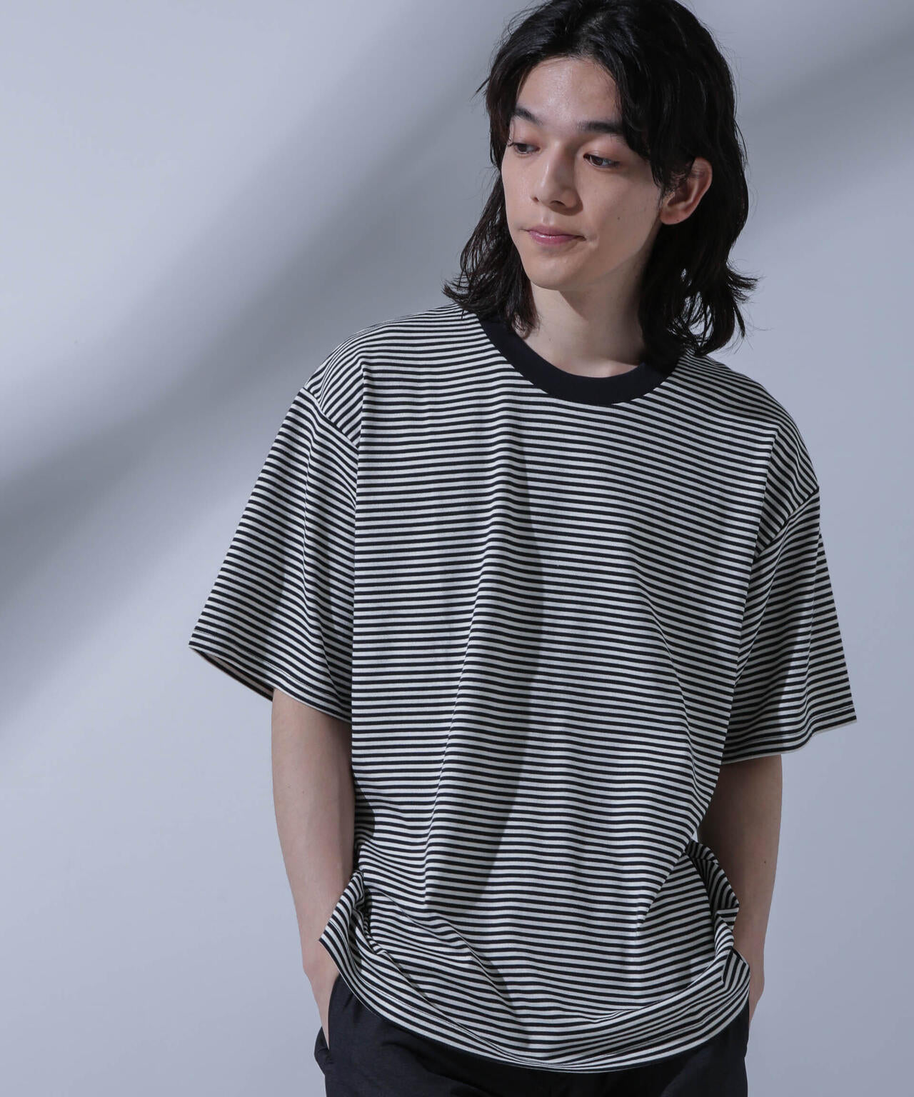 Anti Soaked(R)  汗染み防止 ボーダークルーネックTシャツ 6684124214
