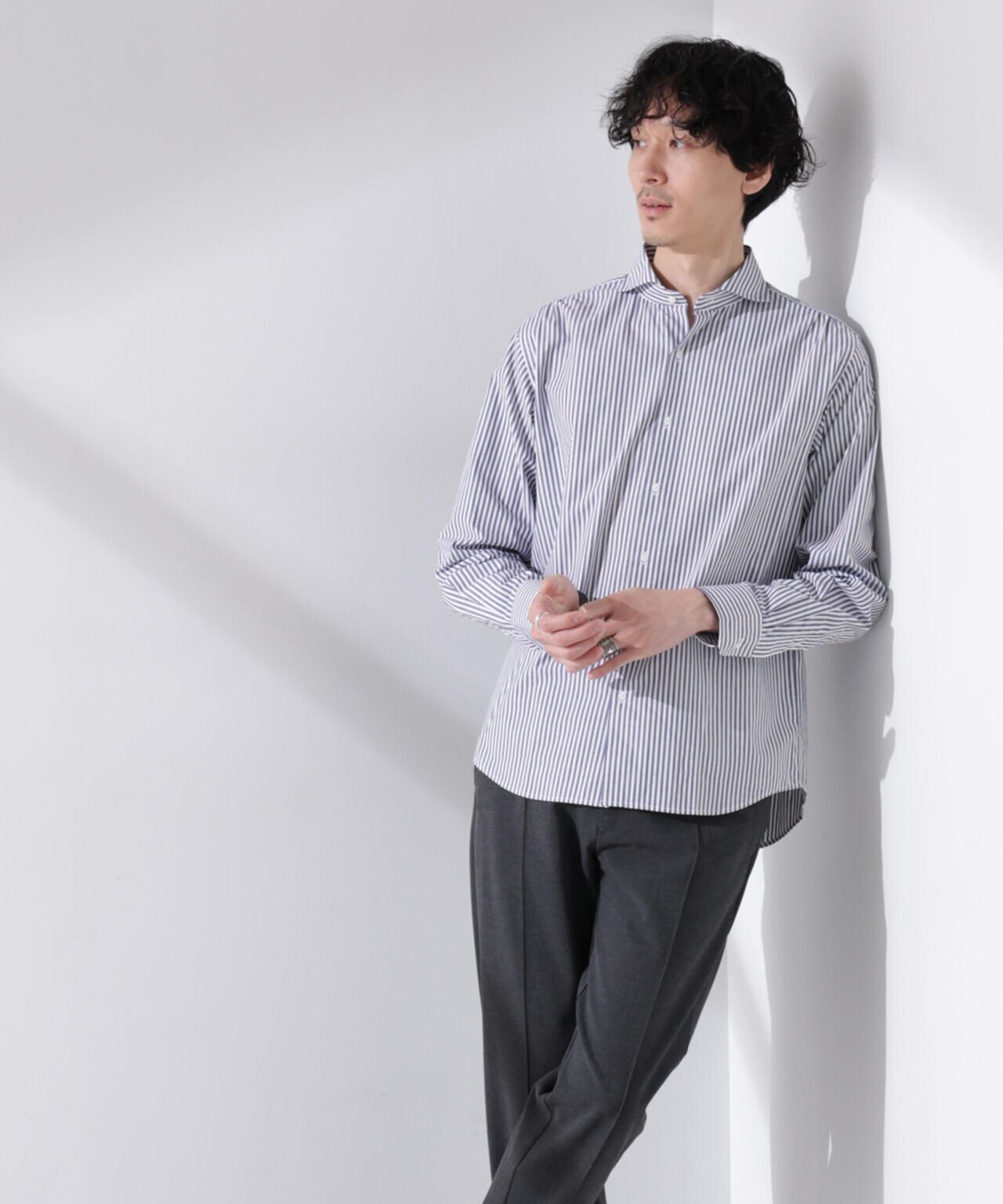 ｢N shirt｣Anti Soaked(R) 汗染み防止ホリゾンタルカラーシャツ長袖 6685120202