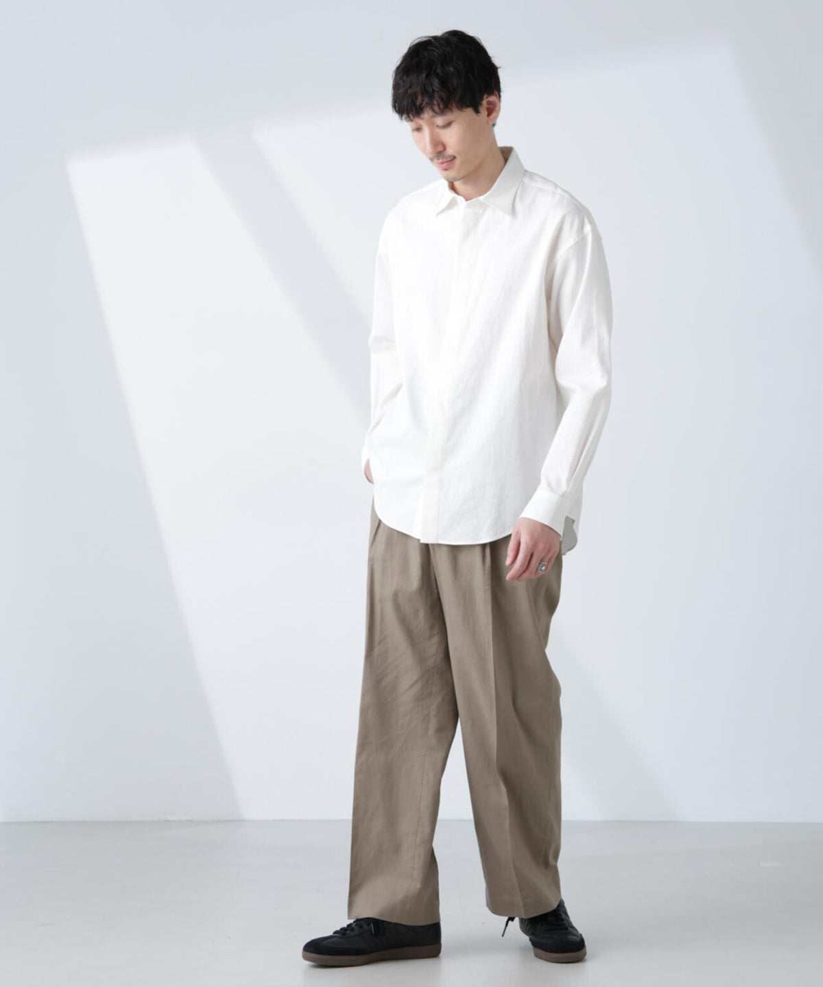 「BELGIUM LINEN FABRICS」リネンコットンレギュラーシャツ 6685120218
