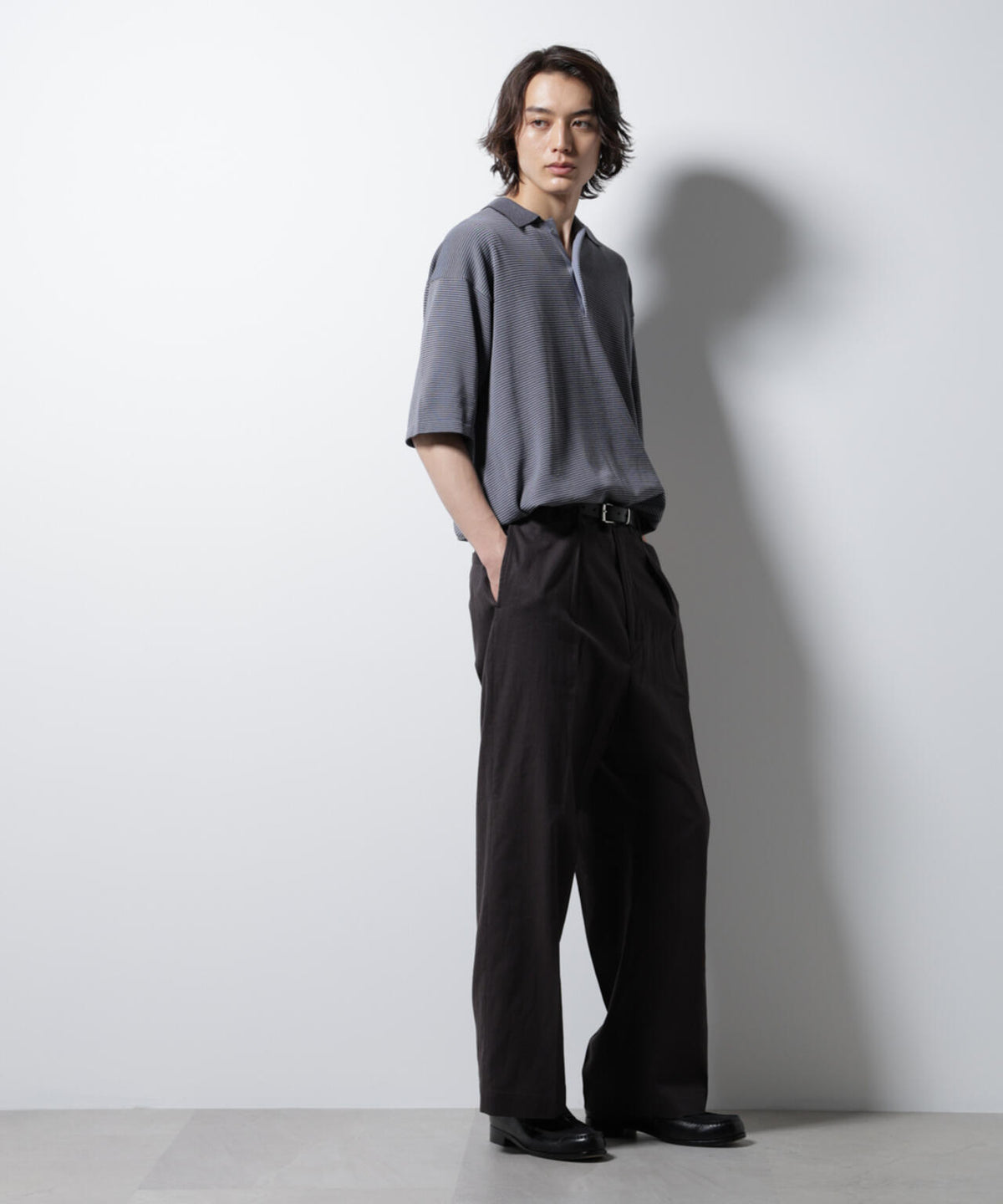 ハイゲージマイクロボーダーニットポロ 6685122228