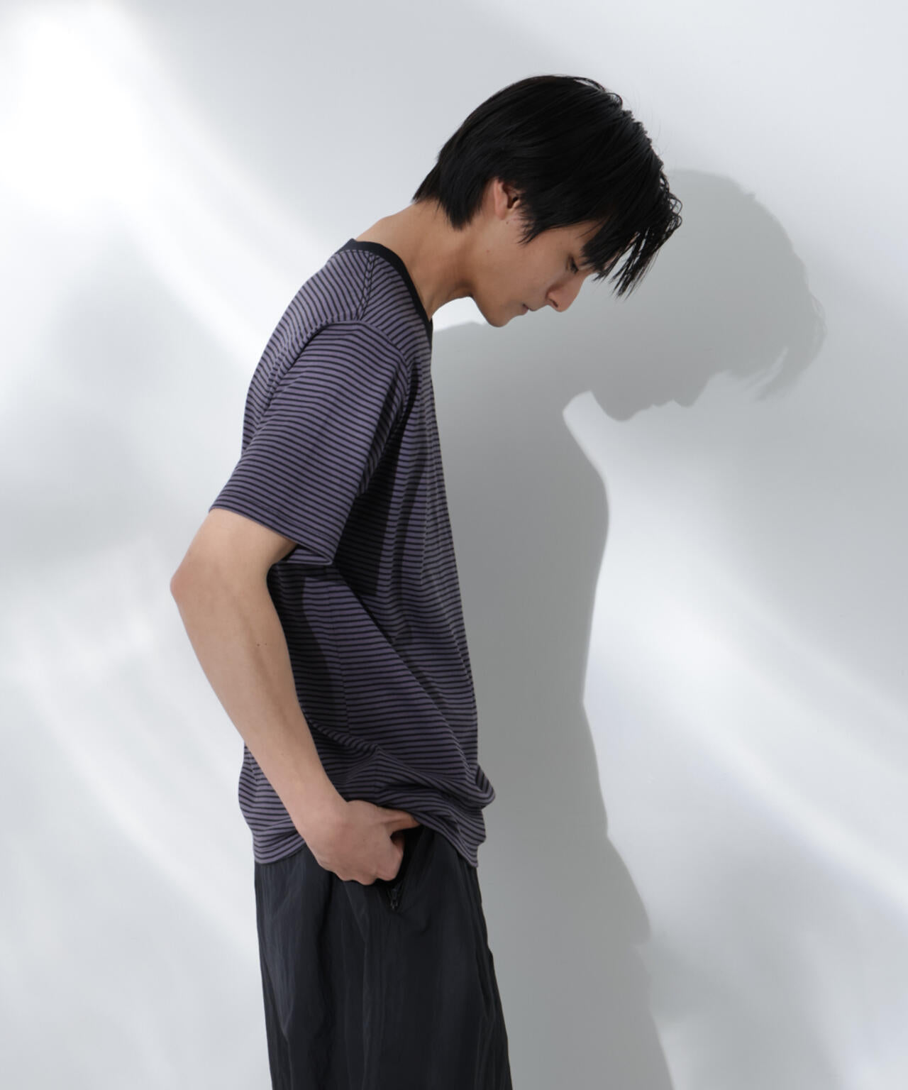 Anti Soaked(R)  汗染み防止 ボーダーミドルシルエットTシャツ 6685124205