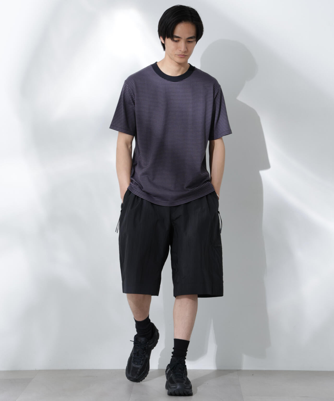 Anti Soaked(R)  汗染み防止 ボーダーミドルシルエットTシャツ 6685124205