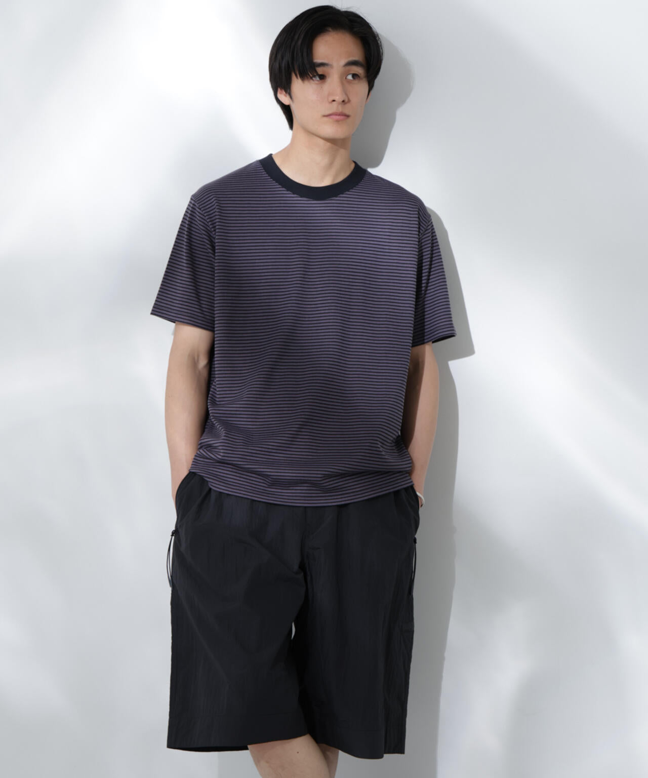 Anti Soaked(R)  汗染み防止 ボーダーミドルシルエットTシャツ 6685124205