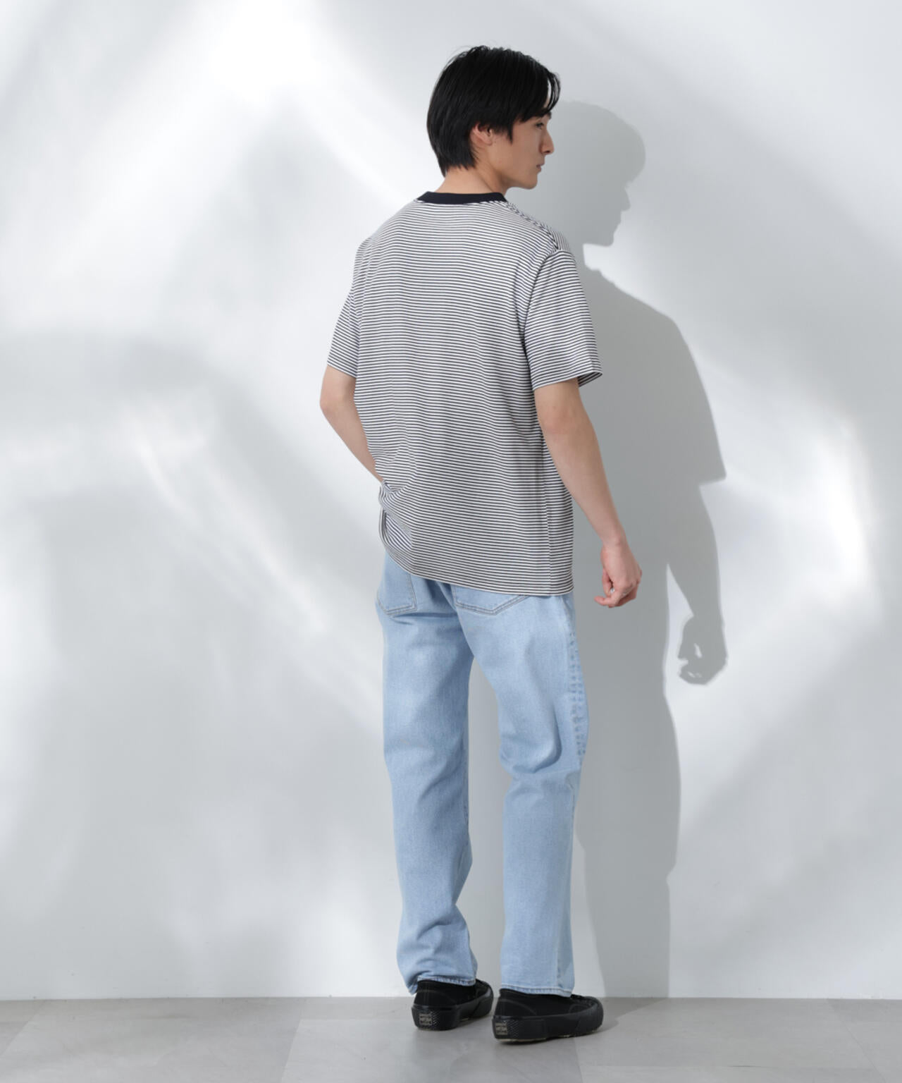 Anti Soaked(R)  汗染み防止 ボーダーミドルシルエットTシャツ 6685124205