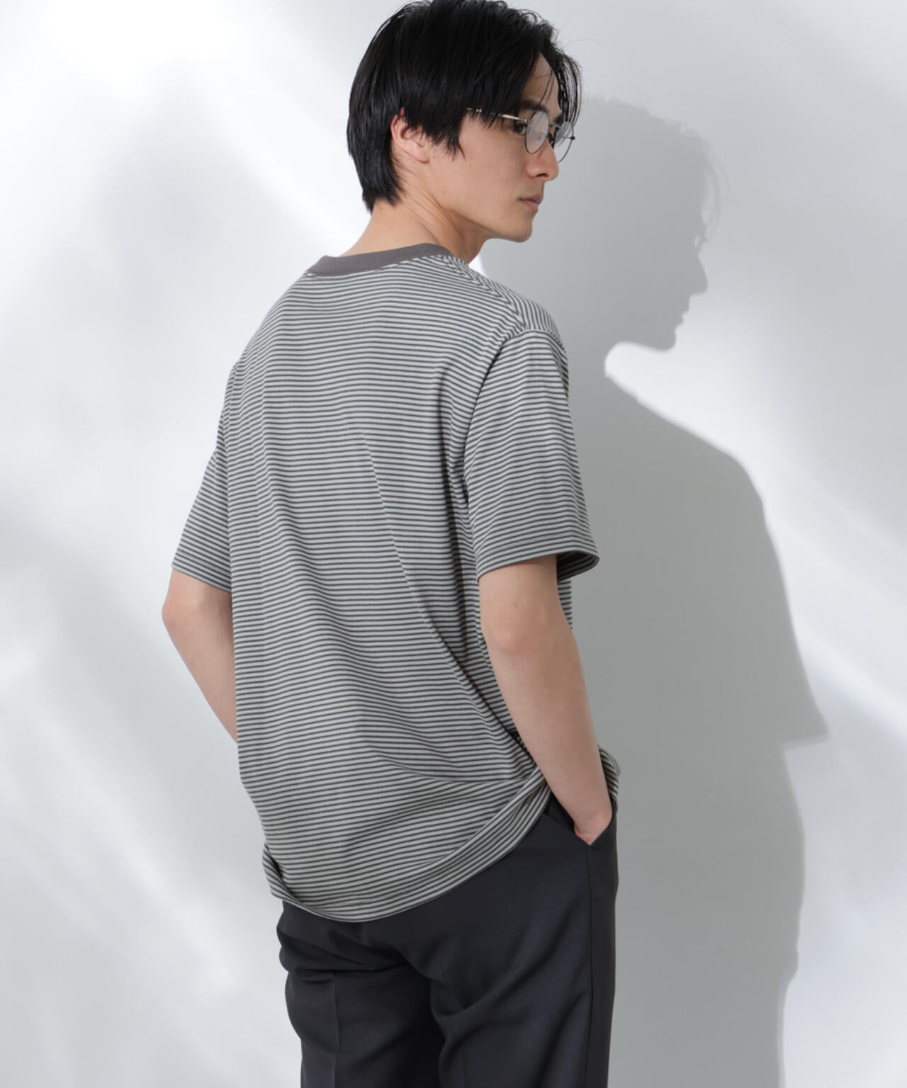 Anti Soaked(R)  汗染み防止 ボーダーミドルシルエットTシャツ 6685124205