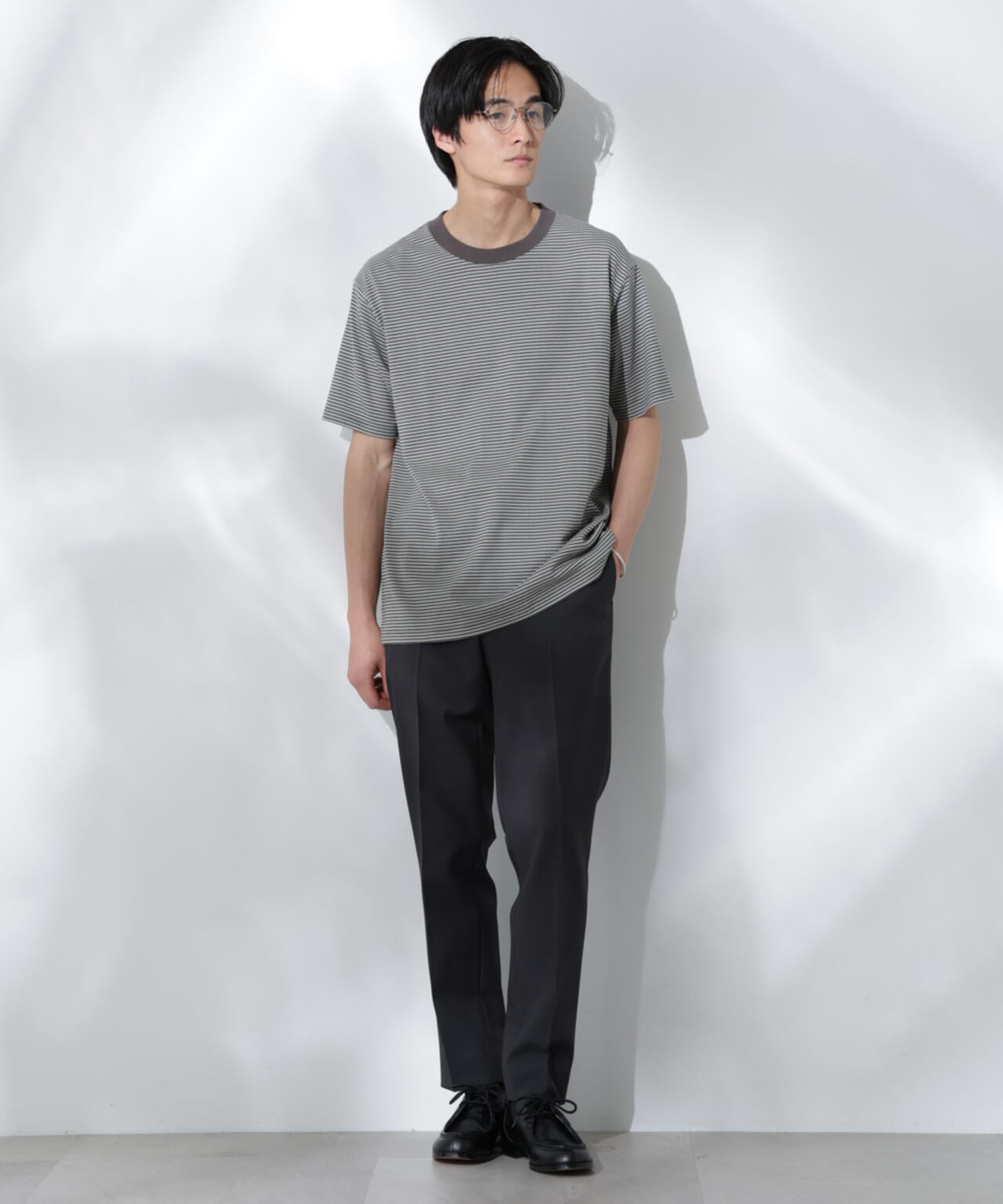 Anti Soaked(R)  汗染み防止 ボーダーミドルシルエットTシャツ 6685124205