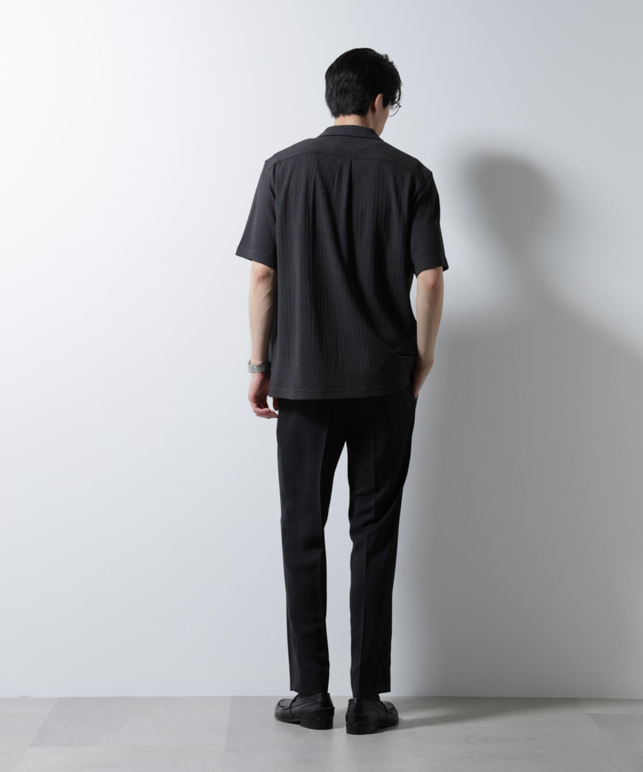 「Damerino」 ヘリンボン オープンカラーシャツ 半袖 6685124247