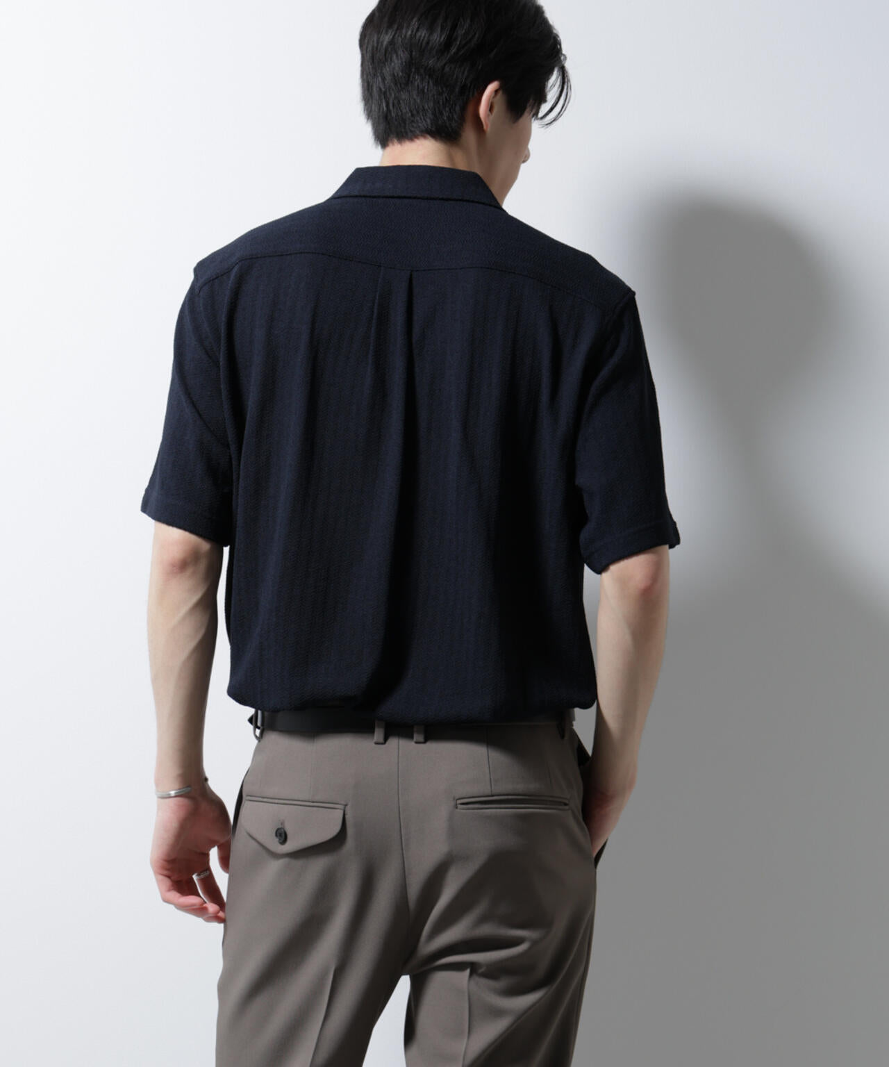 「Damerino」 ヘリンボン オープンカラーシャツ 半袖 6685124247