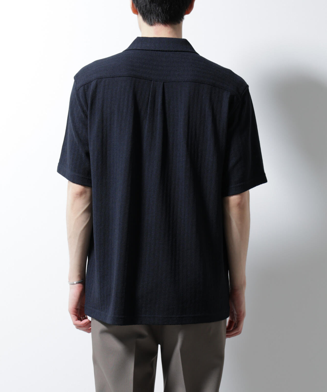 「Damerino」 ヘリンボン オープンカラーシャツ 半袖 6685124247