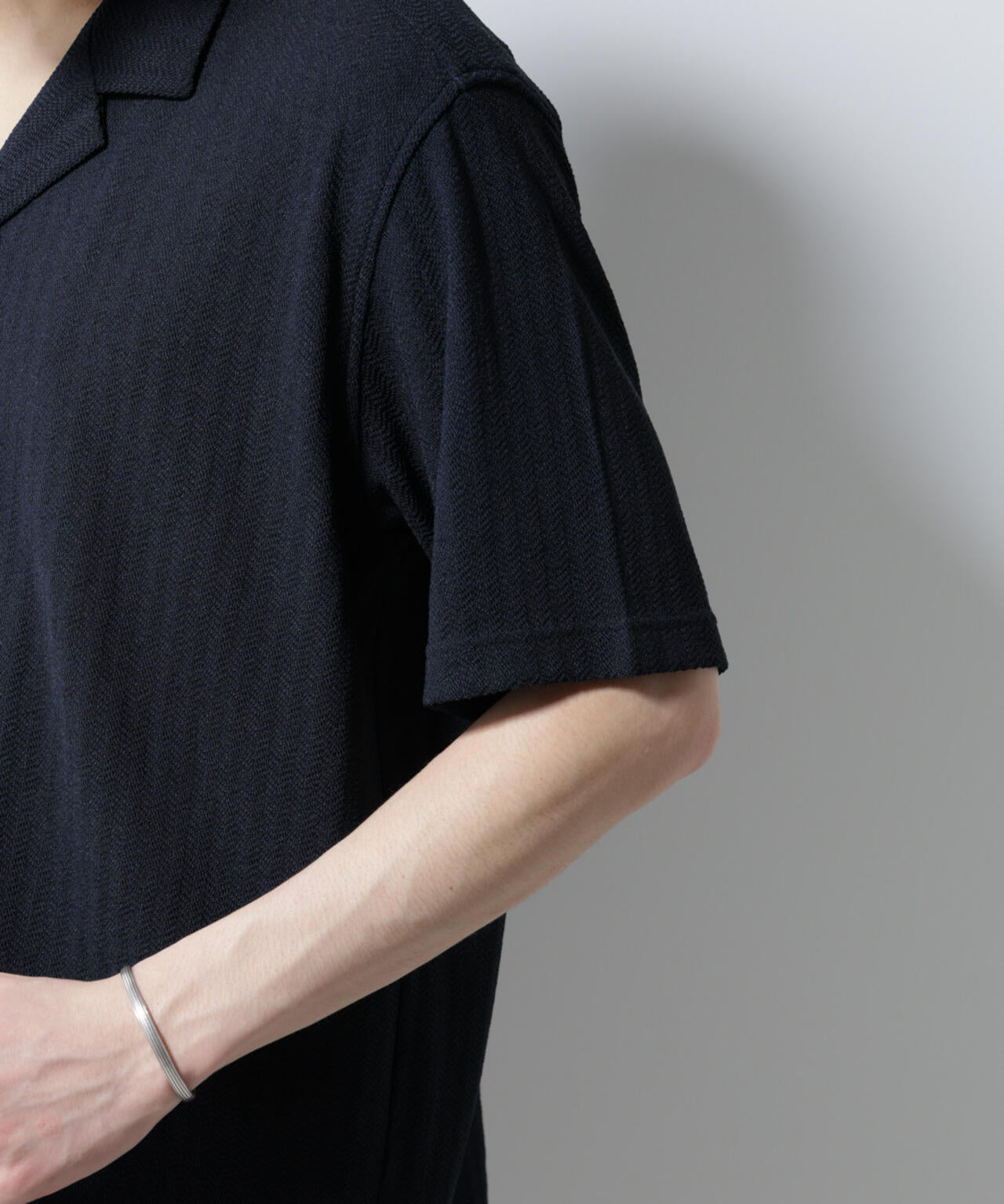 「Damerino」 ヘリンボン オープンカラーシャツ 半袖 6685124247