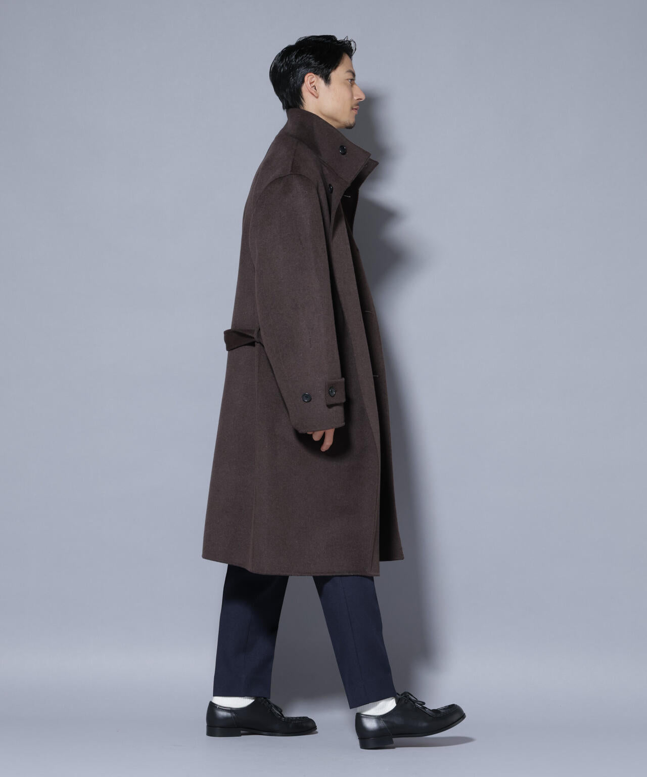 ウールリバースタンドベルテッドコート 6685211202