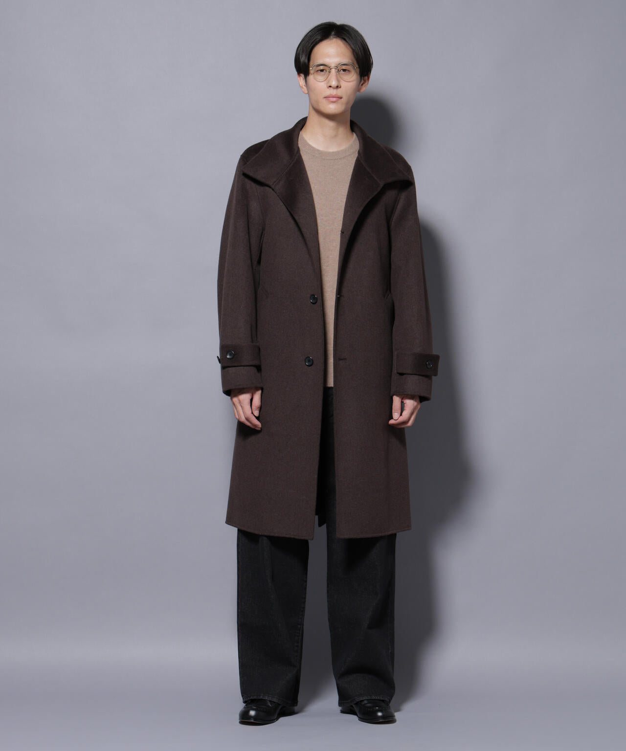 ウールリバースタンドベルテッドコート 6685211202