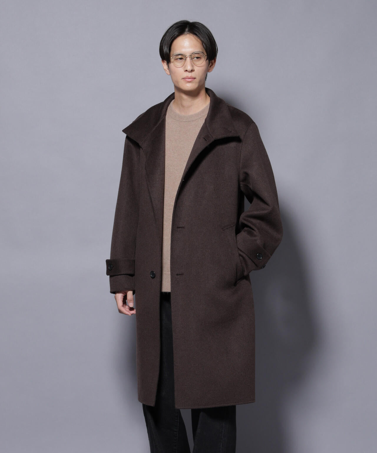 ウールリバースタンドベルテッドコート 6685211202