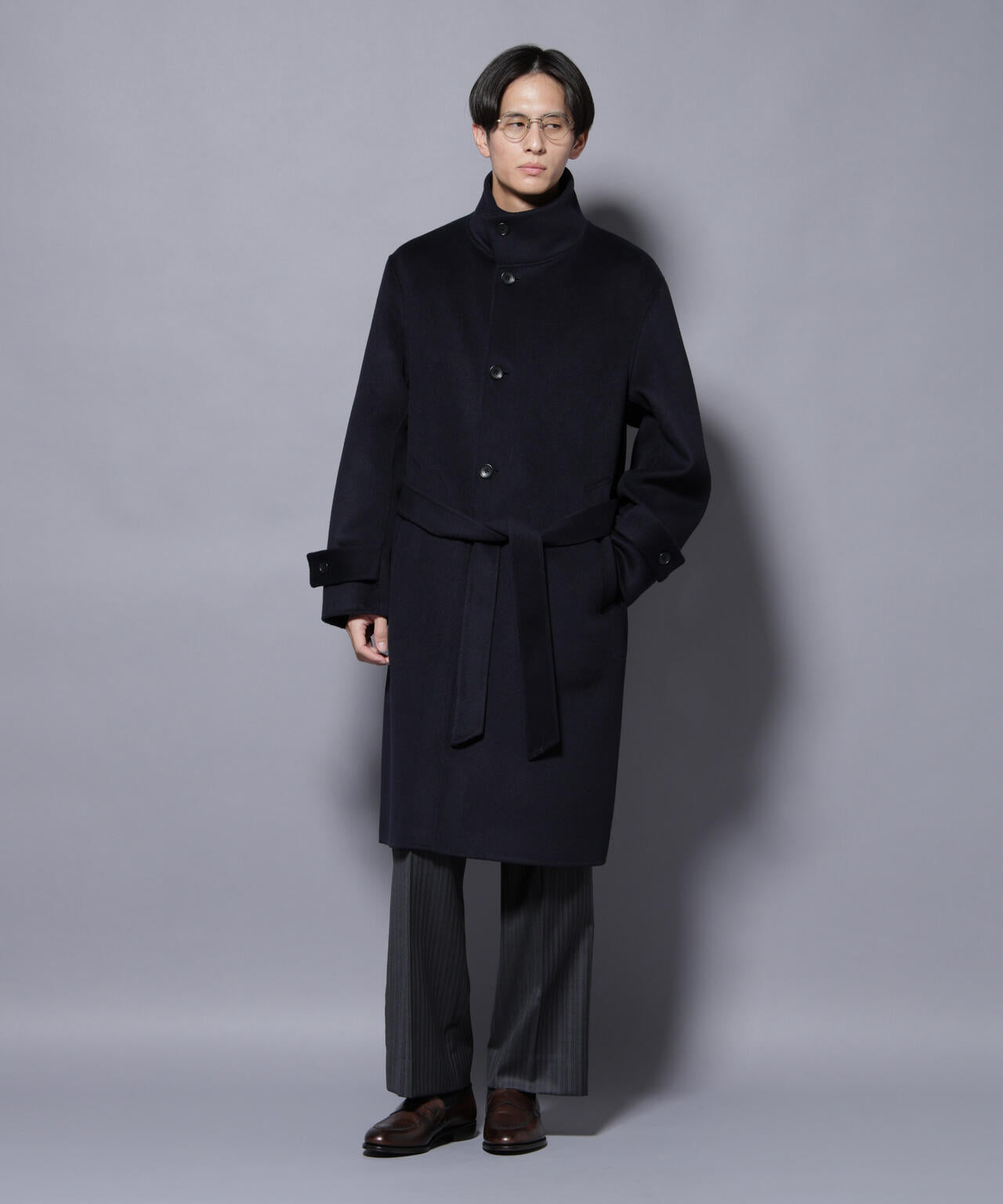 ウールリバースタンドベルテッドコート 6685211202